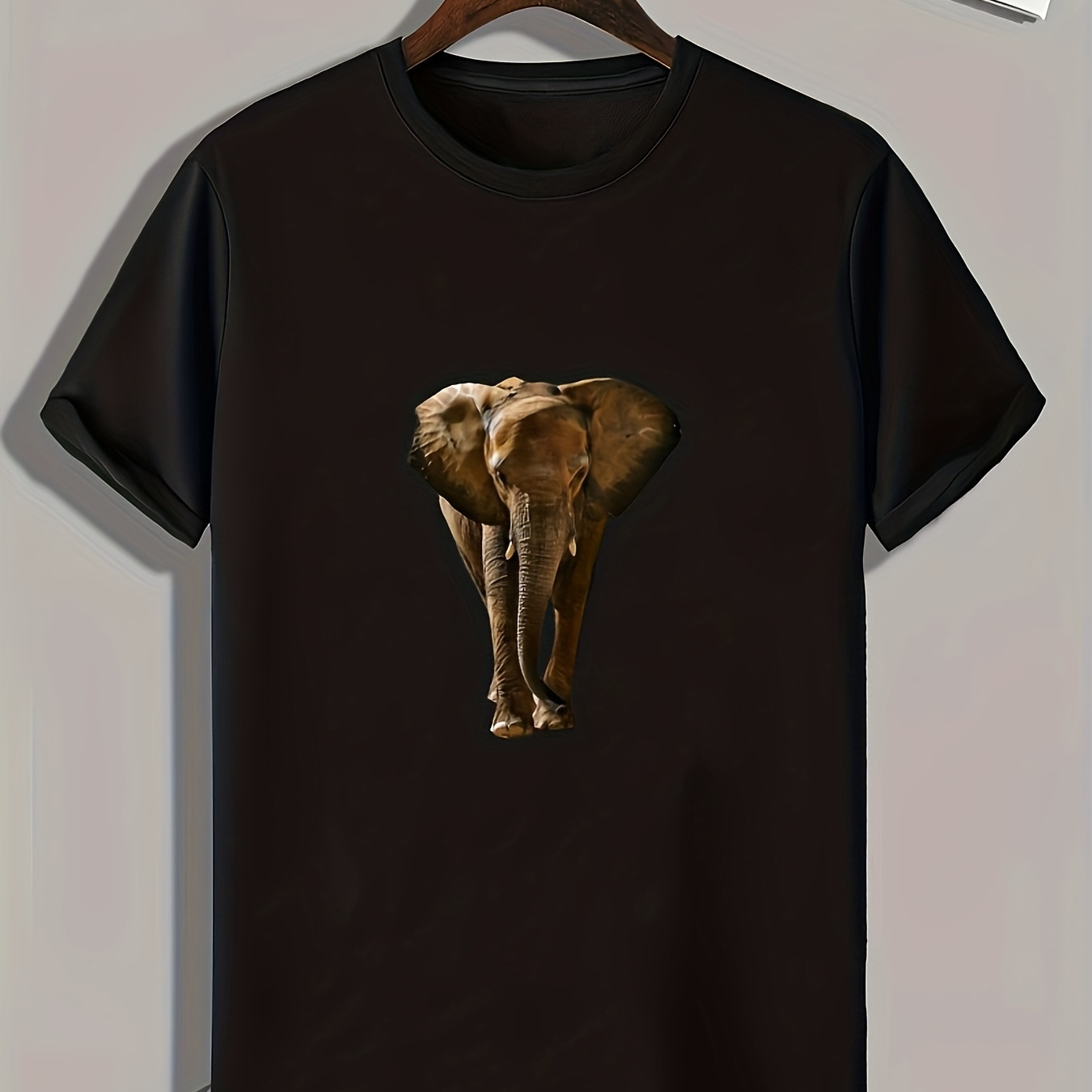 

Elephant Print, Men's Graphic T-shirt, Casual Comfy Tees For Summer, Mens Clothing