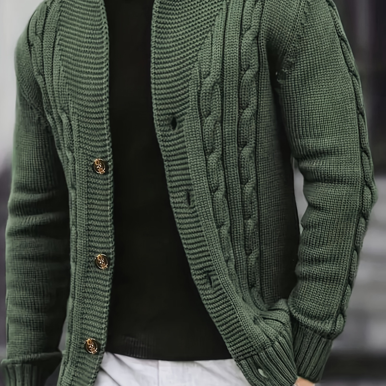 

New Solid Color Button Men's Fashion Casual Versatile V-neck Knitted Cardigan Autumn And Winter Men's Sweater Top