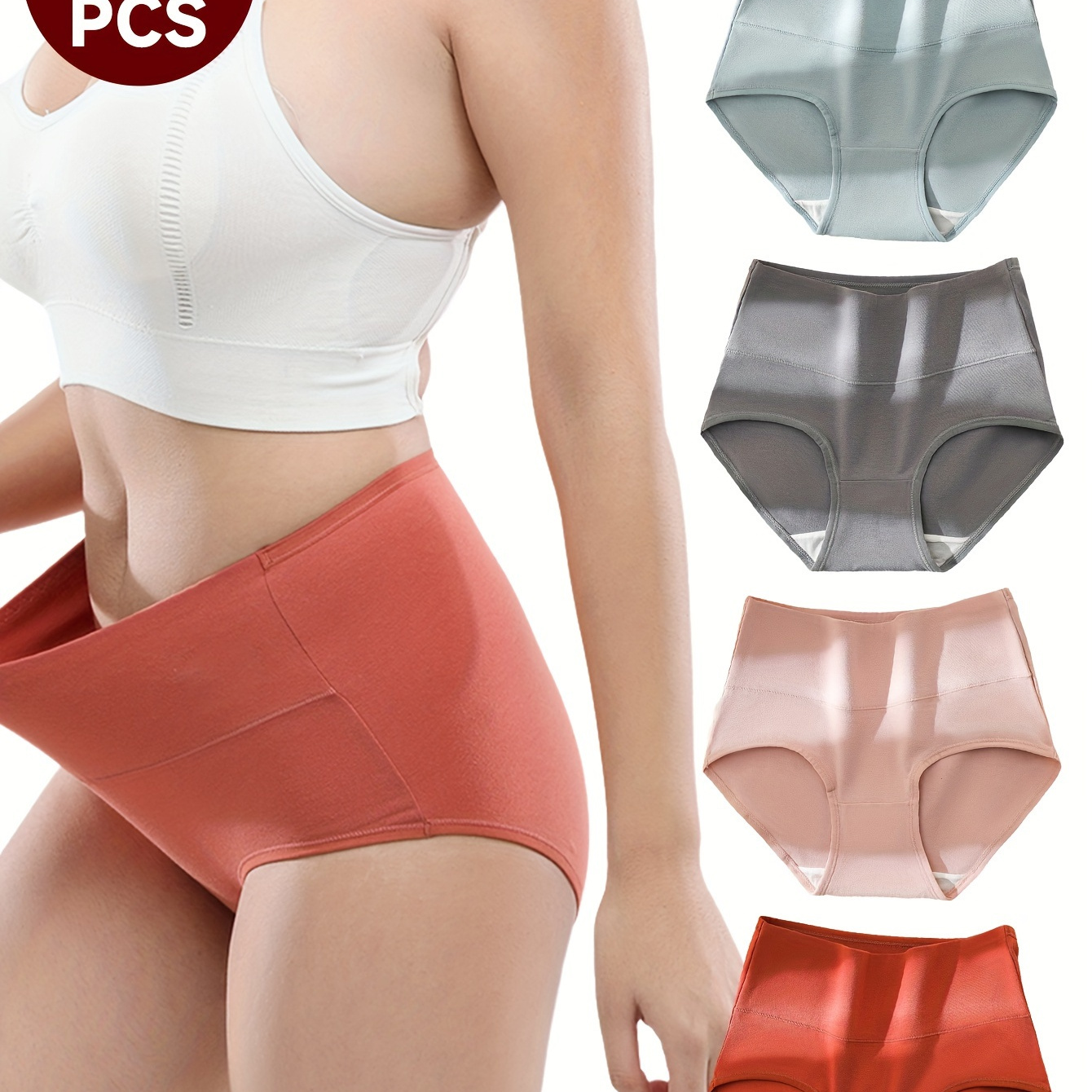 

4pcs Simple Solid Briefs, Comfy & Breathable Stretchy Intimates Panties, Women's Lingerie & Underwear