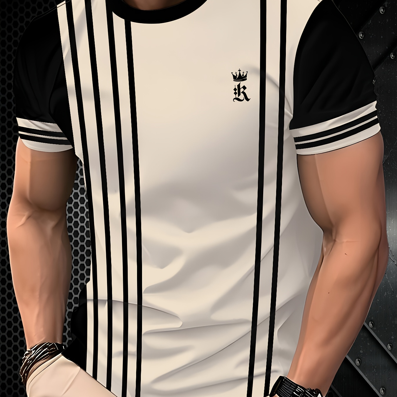 

Men' Vertical T-shirt - Polyester, Machine Washable, Round Neck,