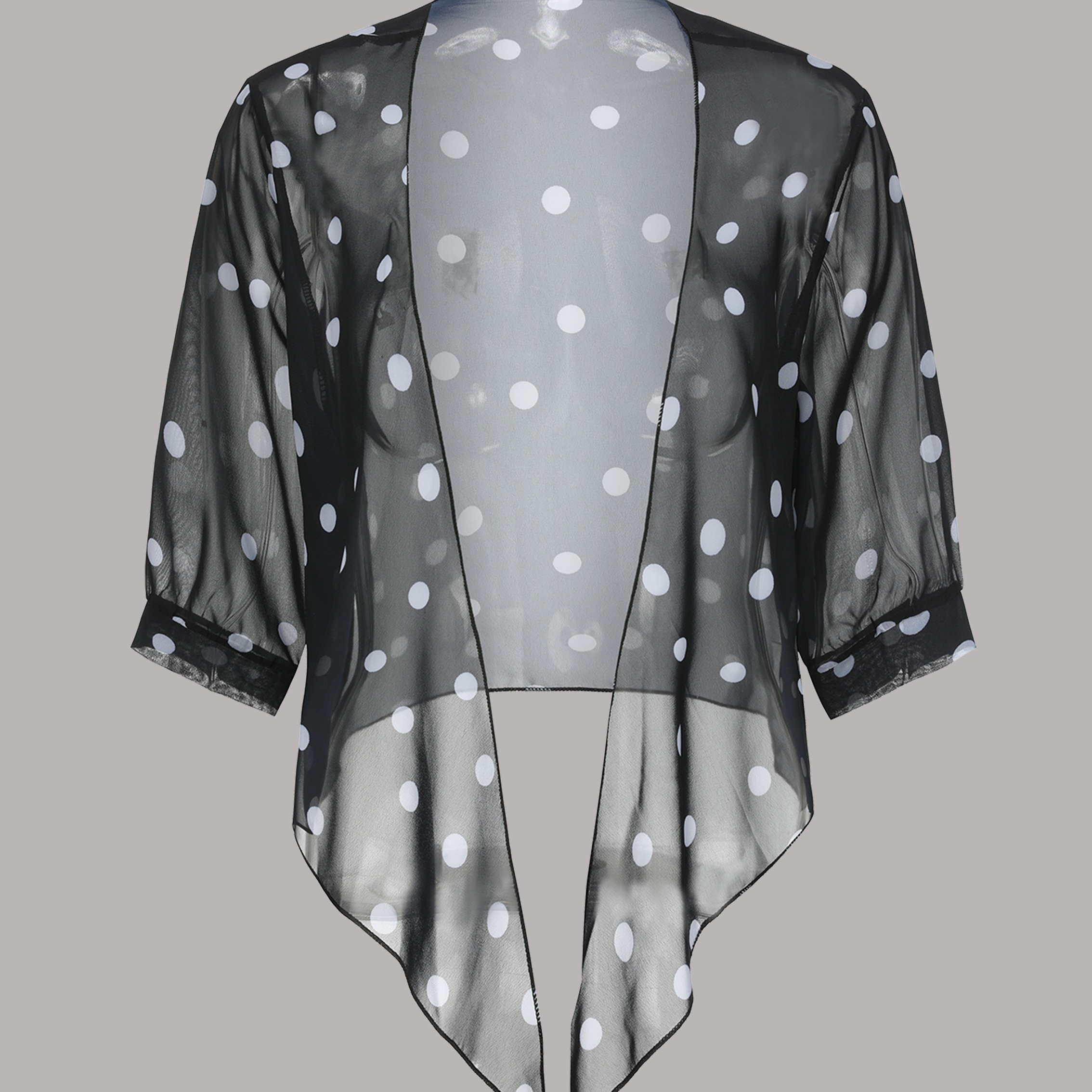 

Polka Dot Tie Front Jacket, Versatile Half Sleeve Sleeve For Spring & Summer, Women's Clothing