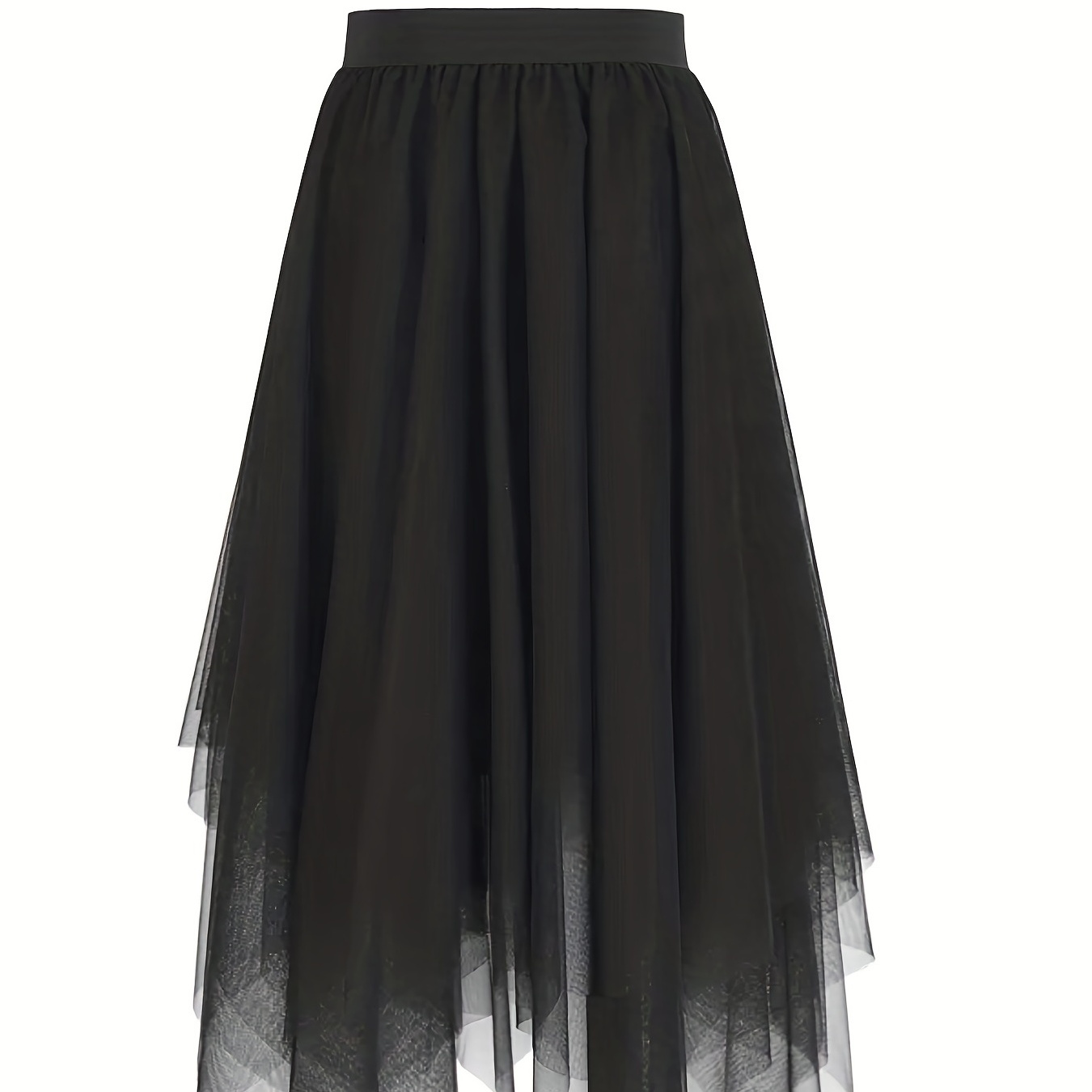 

Solid Asymmetrical Hem Skirt, Casual Elastic Waist For Spring & Summer, Women's Clothing