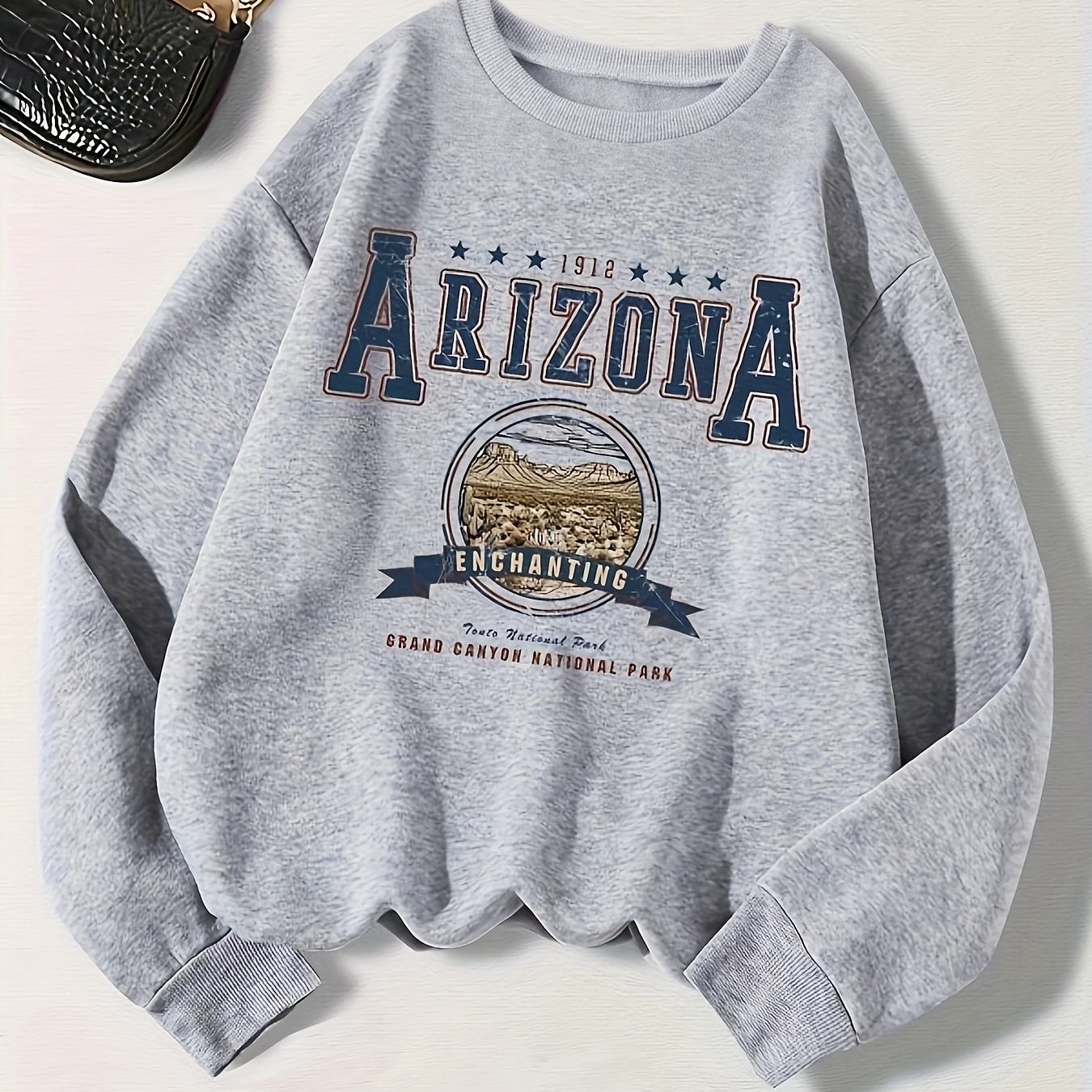 

Arizona Print Pullover Sweatshirt, Casual Long Sleeve Crew Neck Sweatshirt For Fall & Winter, Women's Clothing