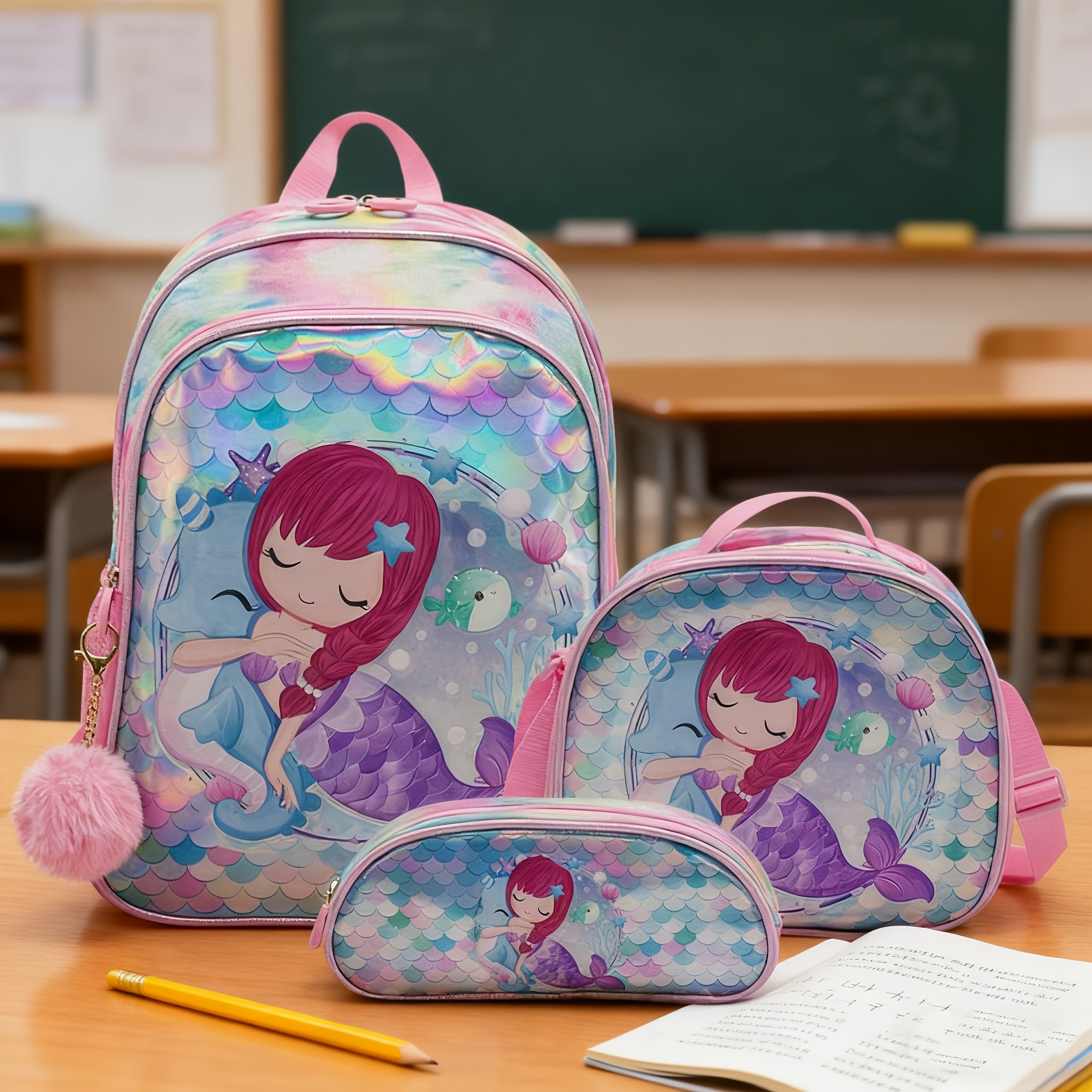 Cute Cartoon Backpack For Girls With Pencil Case - 16.5 Inch Large Capacity Kids School Backpack - View #8