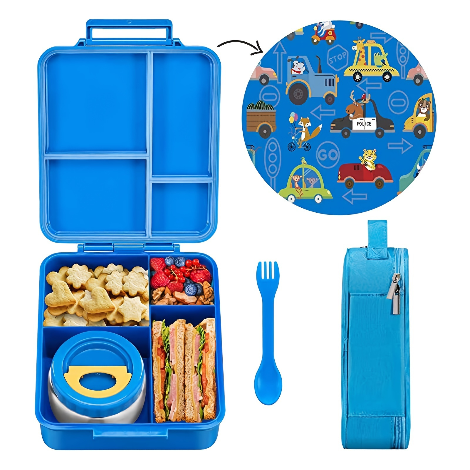 Bento Lunch Box For Kids With Soup, Leakproof Lunch Containers, 4