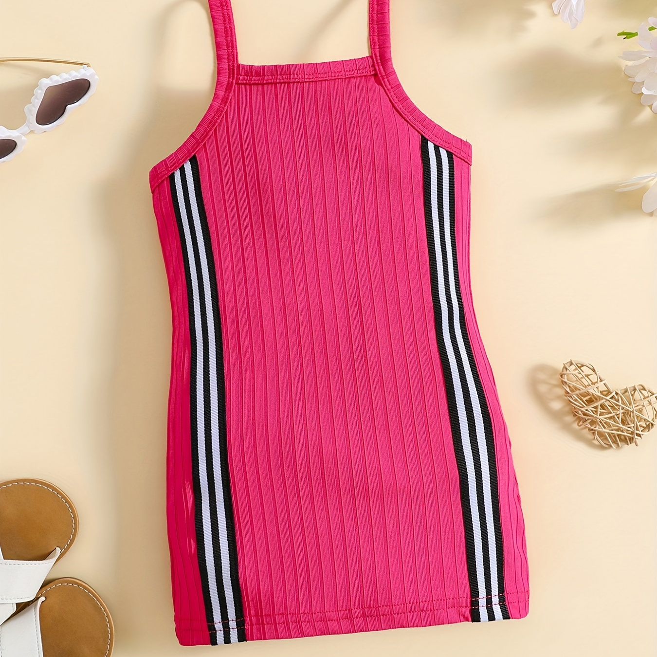 

Make Your Little Lady Look Stylish In This Striped Suspender Slim Dress!