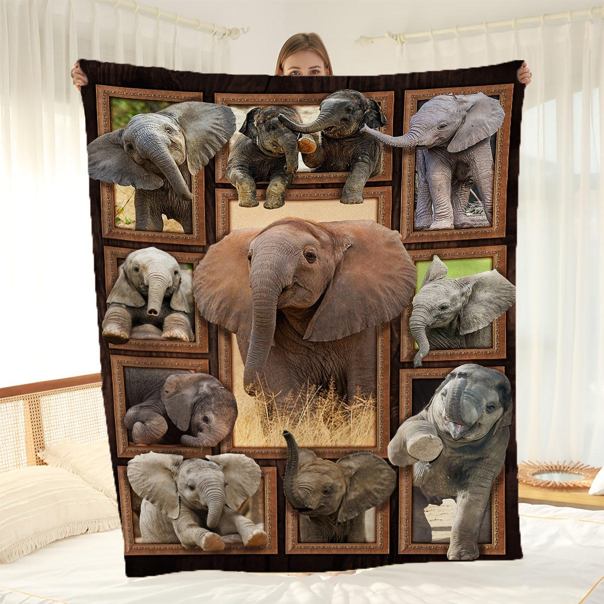 

1pc Super Soft Elephant Flannel Blanket - Perfect For All Seasons And Animal Decor - Ideal For Bed, Chair, Sofa, Bedroom, And Office