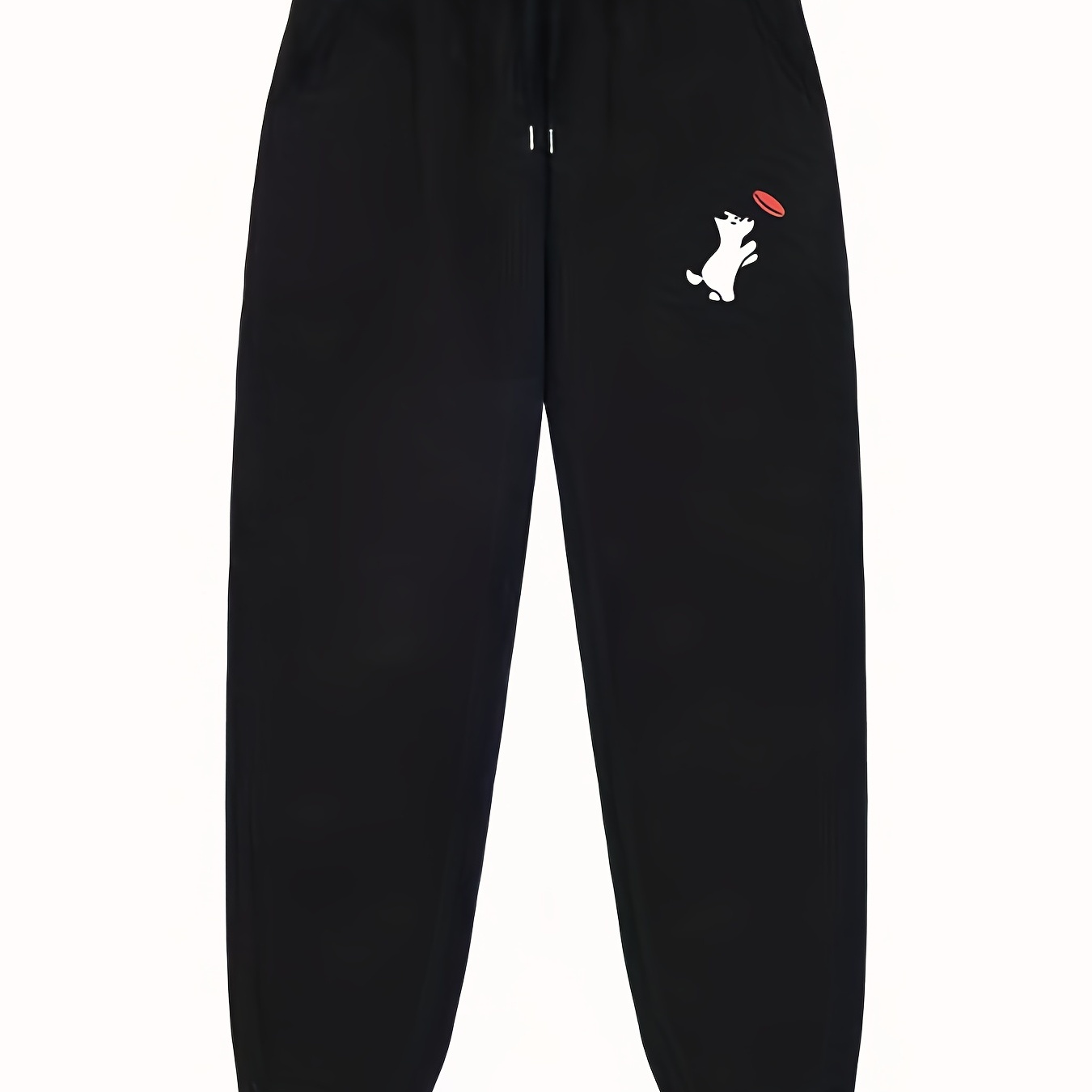 Men's Cute Dog Graphic Print Fleece Sweatpants Long Joggers Sports Casual Pants Oversized Trousers, Spring/autumn Pants, Men's Clothing, Plus Size