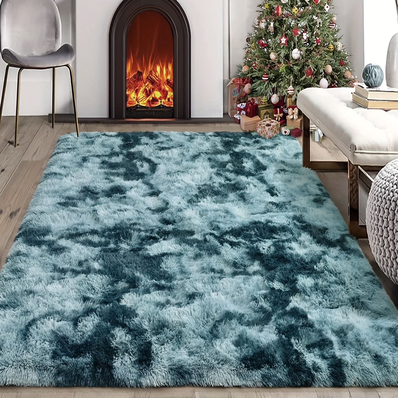 Flash Furniture Willow Collection Modern High-Low Pile Swirled 6x6 Round Turquoise Area Rug - Olefin Accent Rug - Entryway, Bedroom, Living Room