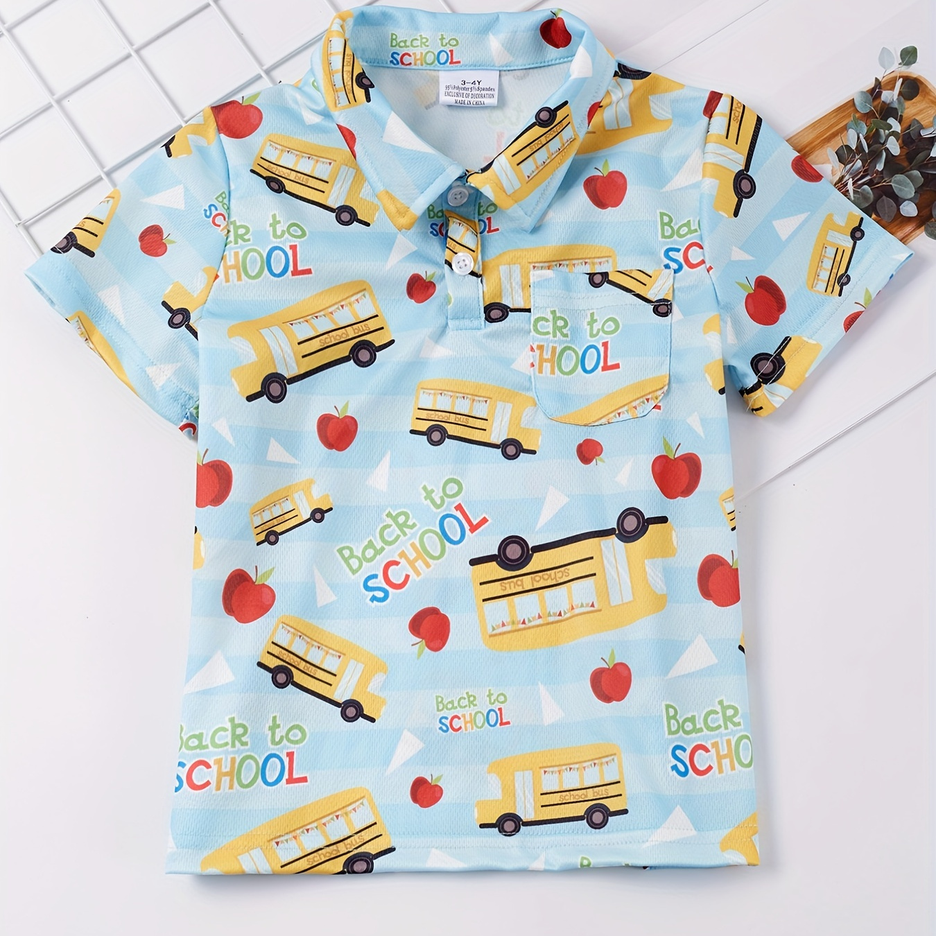 

Boys "back To School" School Bus Print Short Sleeves Shirt For Summer Kids Clothes