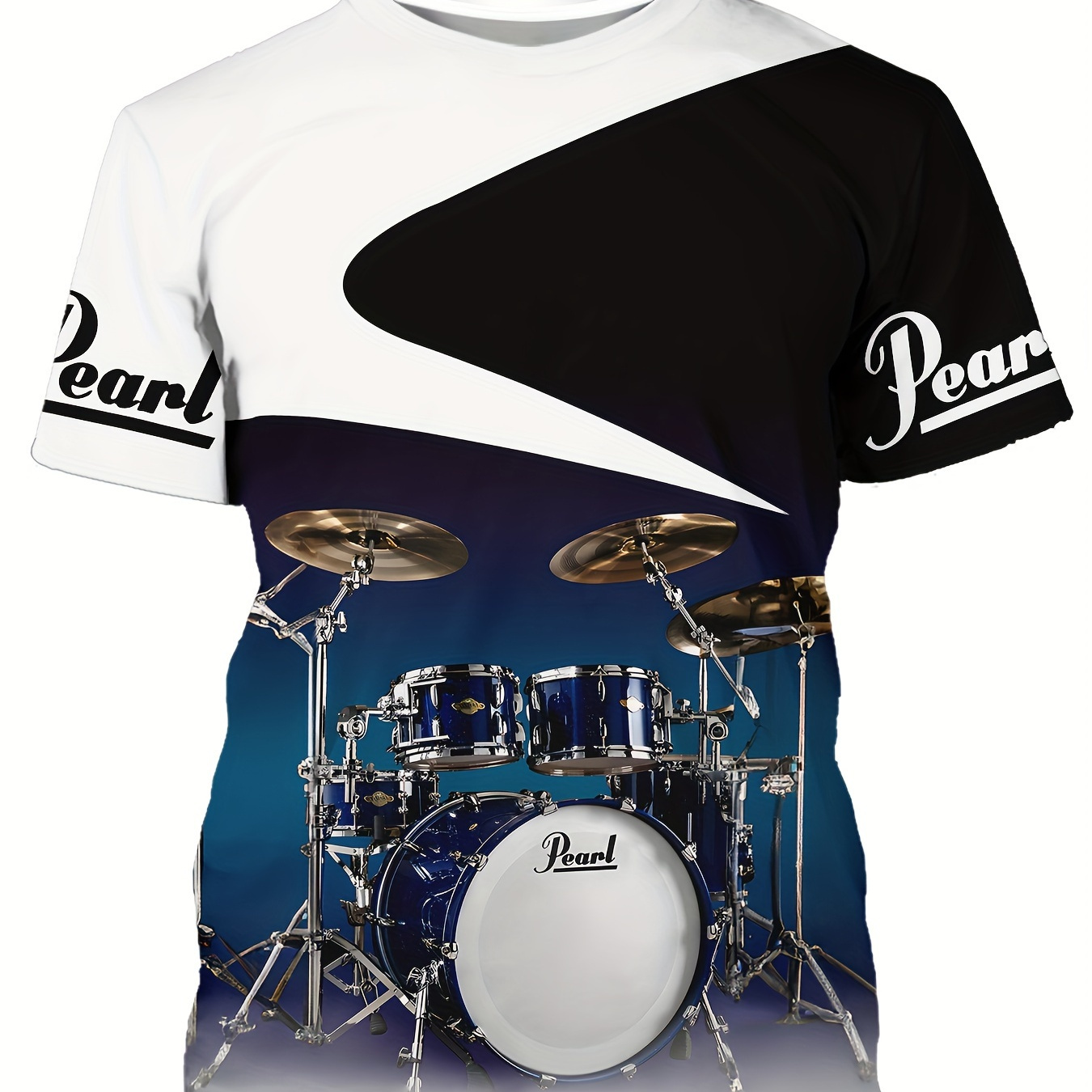 

Men's Drum Graphic Print T-shirt, Short Sleeve Crew Neck Tee, Men's Clothing For Outdoor