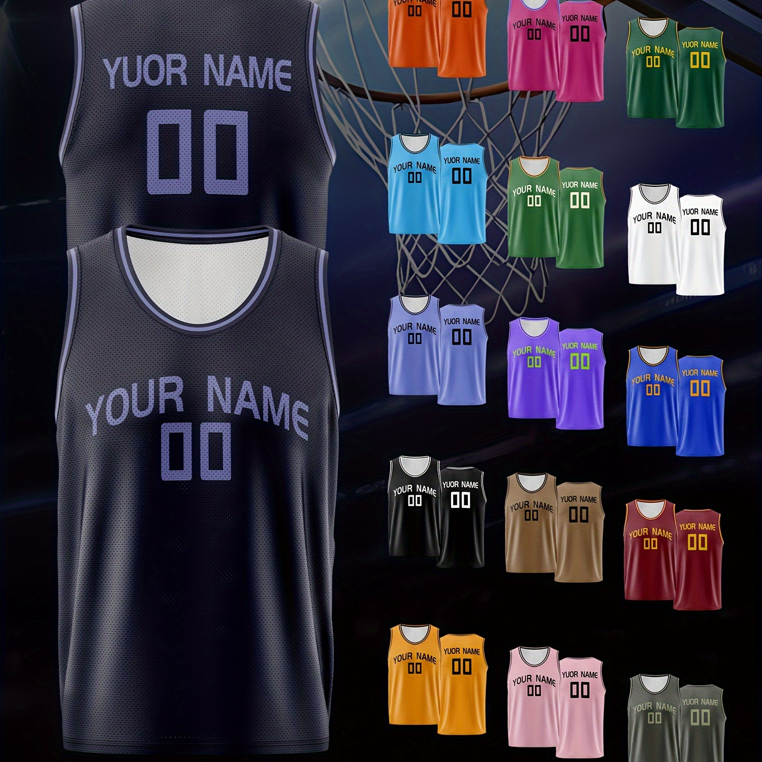 

Men's Basketball Tank Top, Customized Letter & Number Embroidery Sports Top, Breathable Sports Uniform For Training And Competition