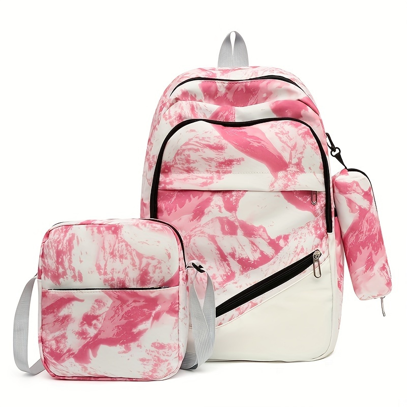 Kawaii Backpack Set Tie Dye Cartoon Pattern School Bag With - Temu