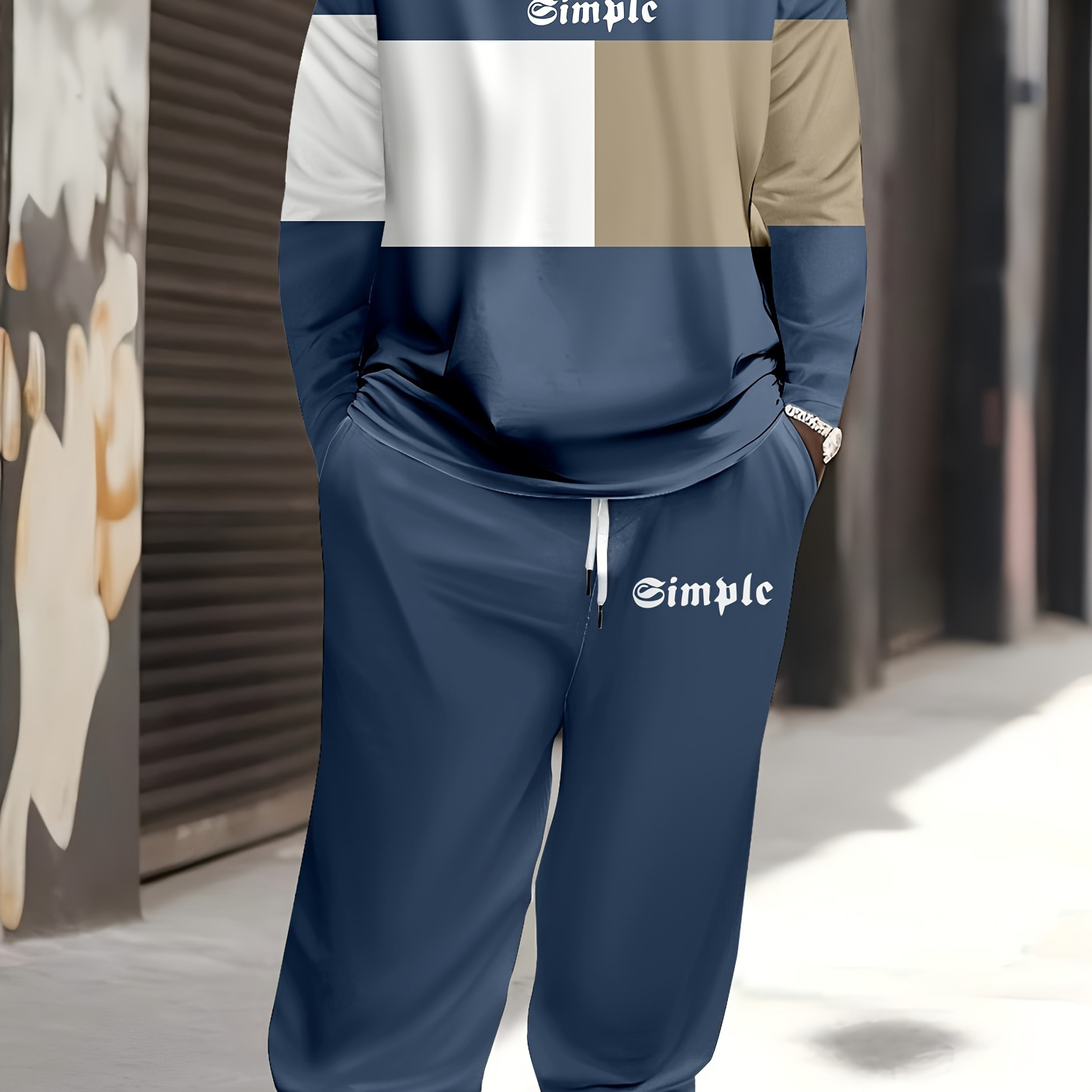 

Size Pattern Long Sleeve + Long Pants 2pcs Set, Plus Size