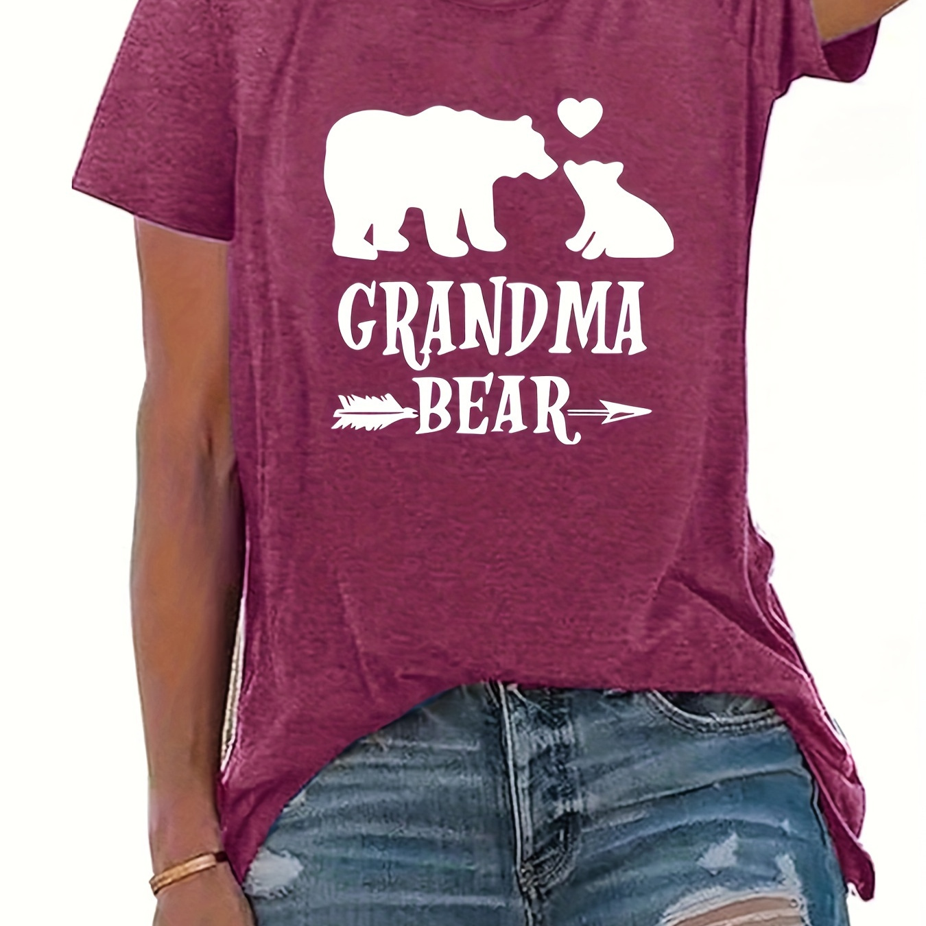 

Grandma Bear-fun Letter Printing-t-shirt-casual Everyday Joker-soft And Comfortable-women's Top