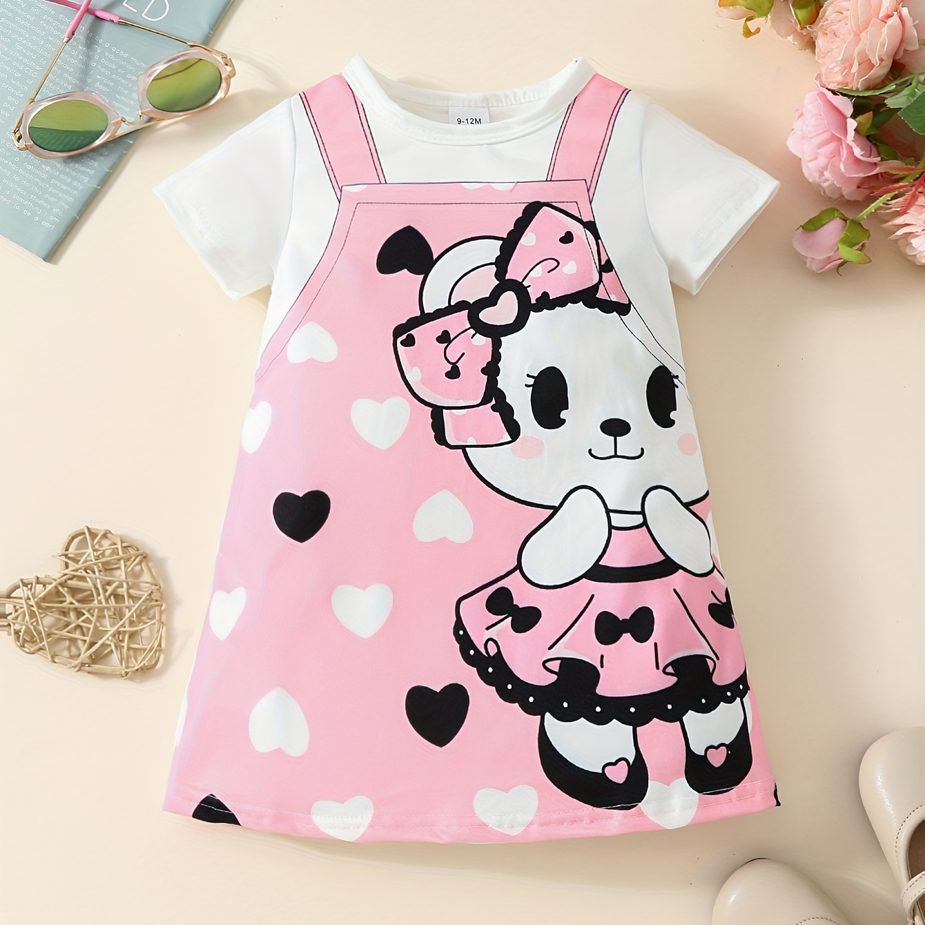 

Bébé Tout-petit Coeur Graphique Mignon Motif Lapin Décontracté Robe Mignonne