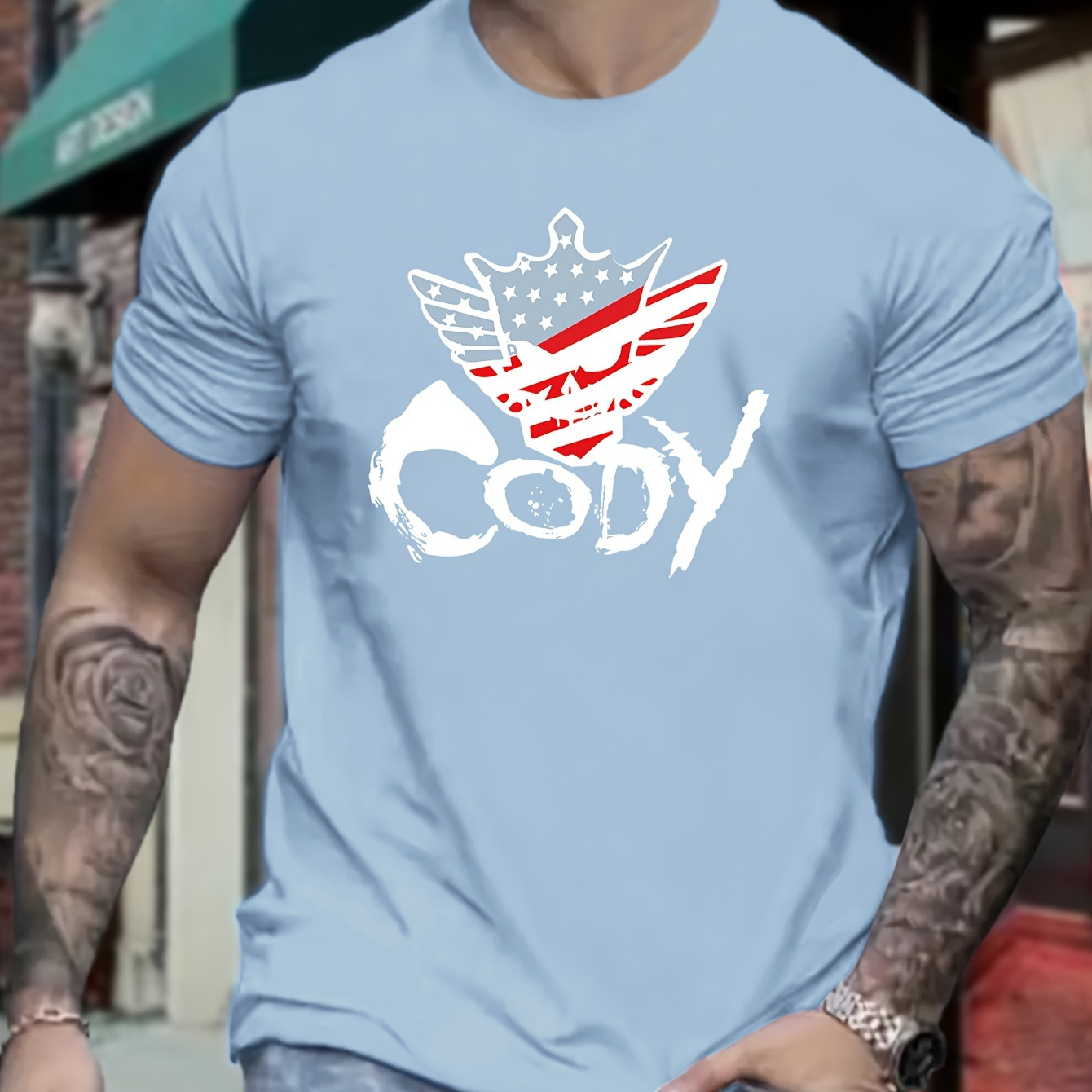 

Plus Size Men's Fashion T-shirt With Letter Print Casual & Street Style Round Neck Short Sleeve Tee, Plus Size Loose Fit Top With Mesh Breathable Technology