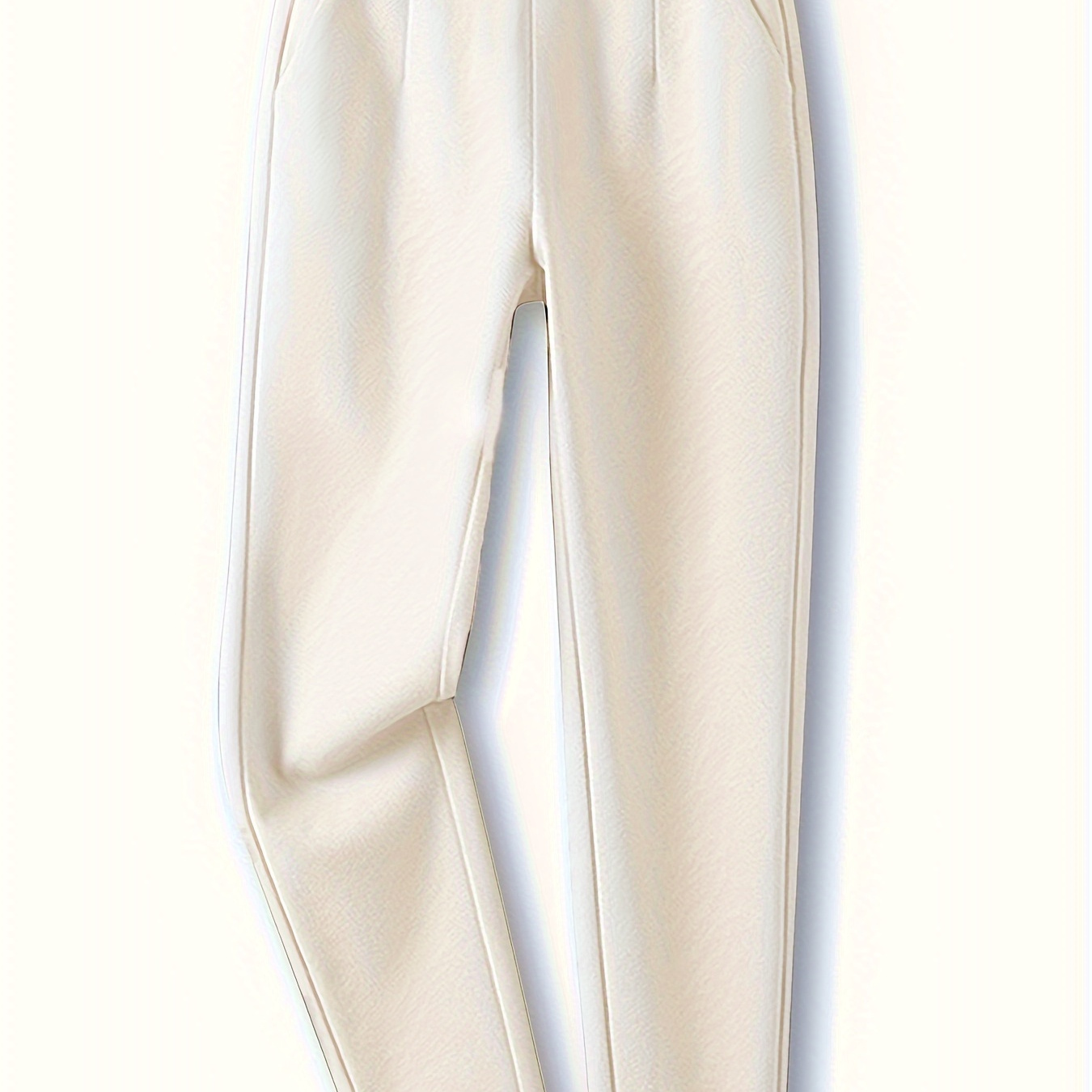 

Pantalon Harem Blanc à Taille Haute pour Femmes - Mélange de Polyester Extensible Décontracté avec Poches, pour /Hiver