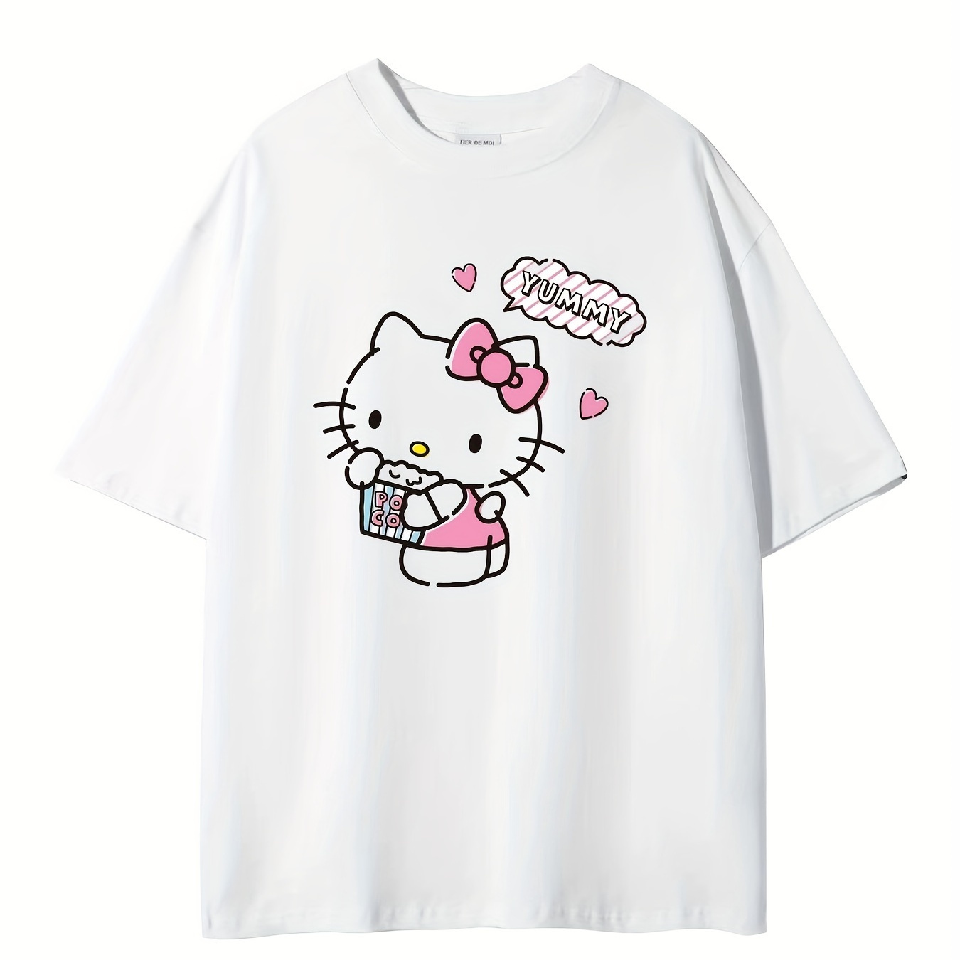 

Popcorn Hello Kitty Pattern, Casual, Fashionable, Comfortable Round Neck Regular T-shirt