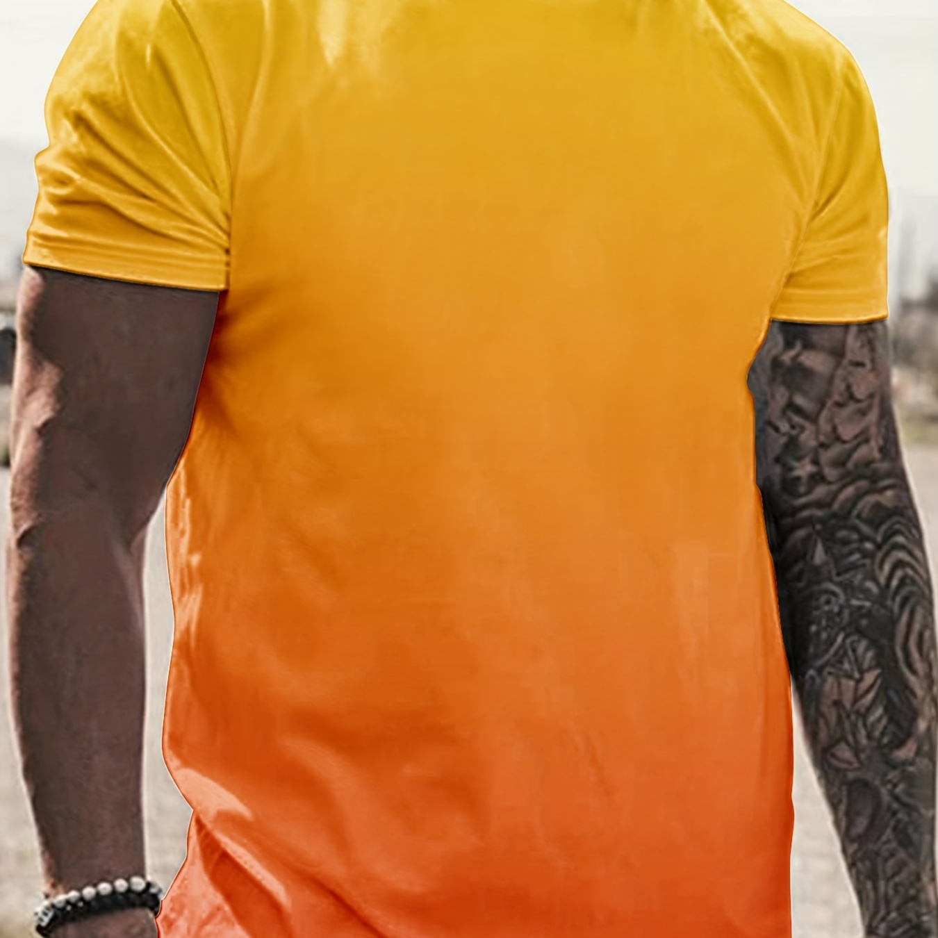 T-shirt de Compression Homme dégradé noir jaune