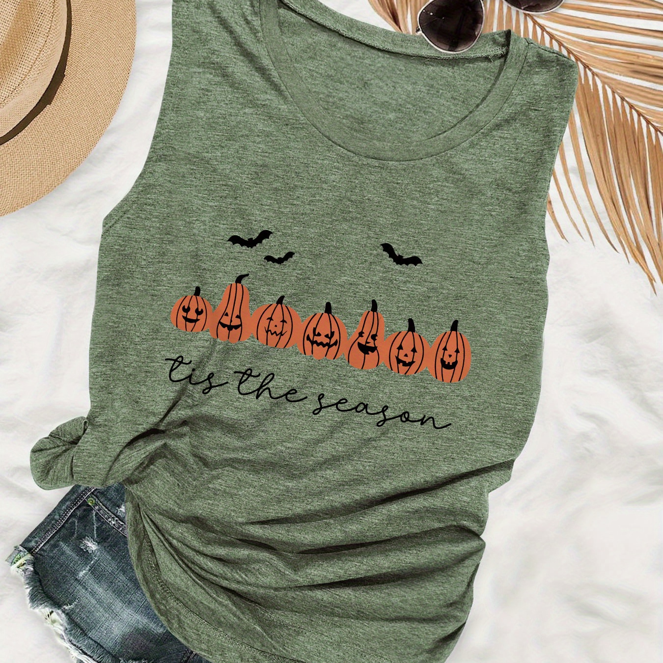 

Halloween Print Tank Top, Sleeveless Casual Top For Summer & Spring, Women's Clothing