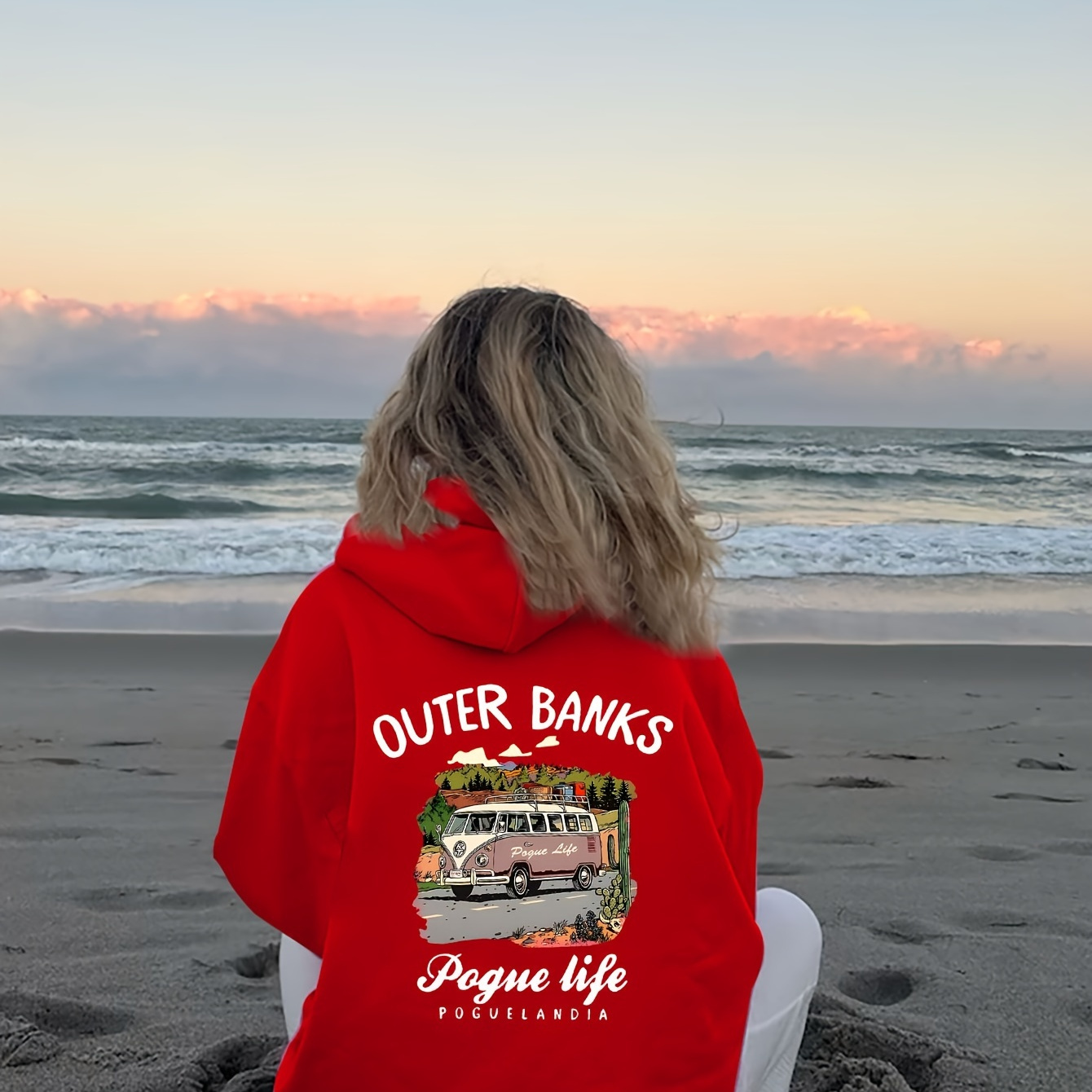 

Outer Banks Pogue Life Graphic Print Hoodie - Casual Polyester 100% Hooded Pullover With Pocket Detail, Knit Fabric Long Sleeve - Seasonal Alphabet Pattern Women's Fashion Sweatshirt