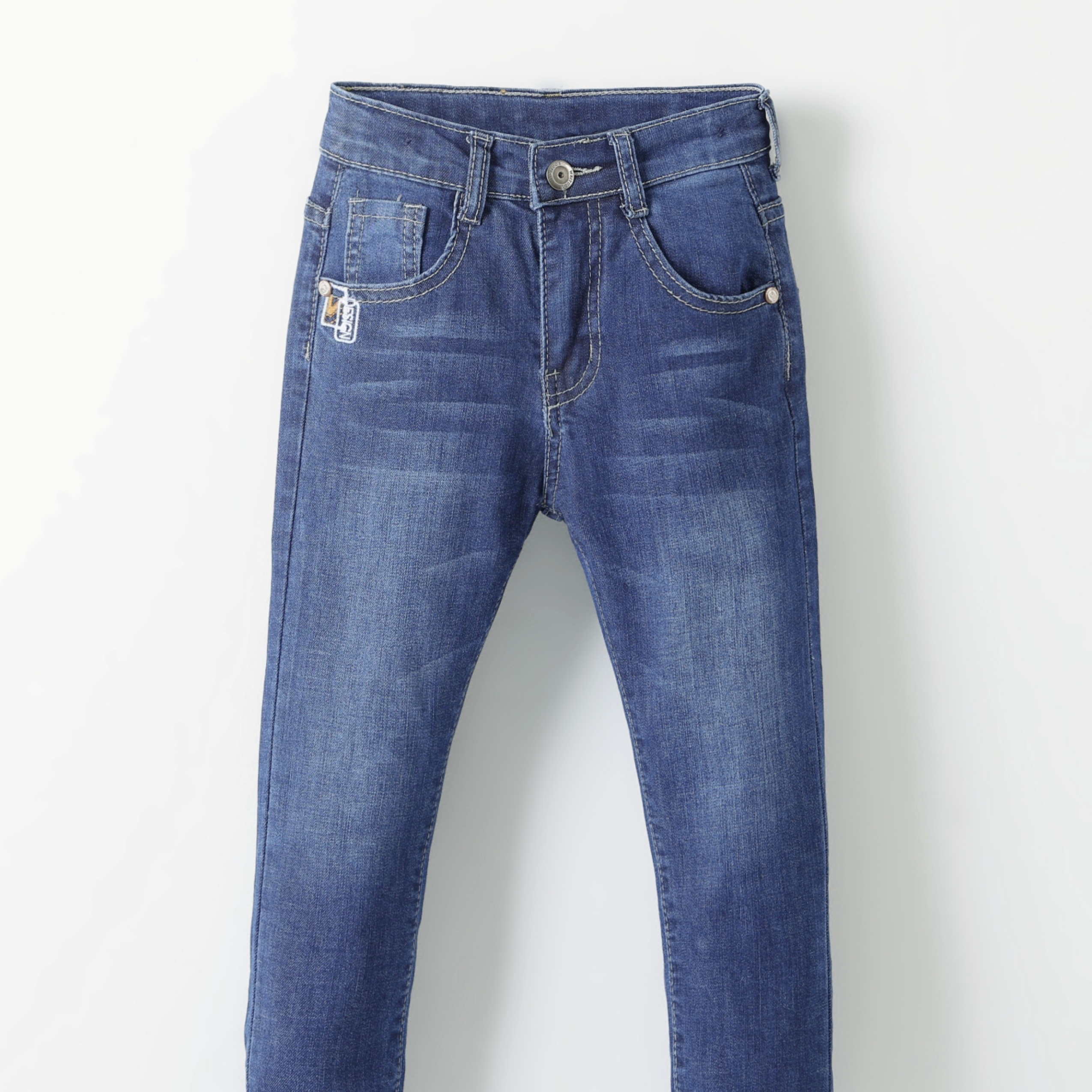 

Boys' Casual Denim Jeans, Classic Stretchy Cotton Denim Pants, Versatile Design For Daily Wear