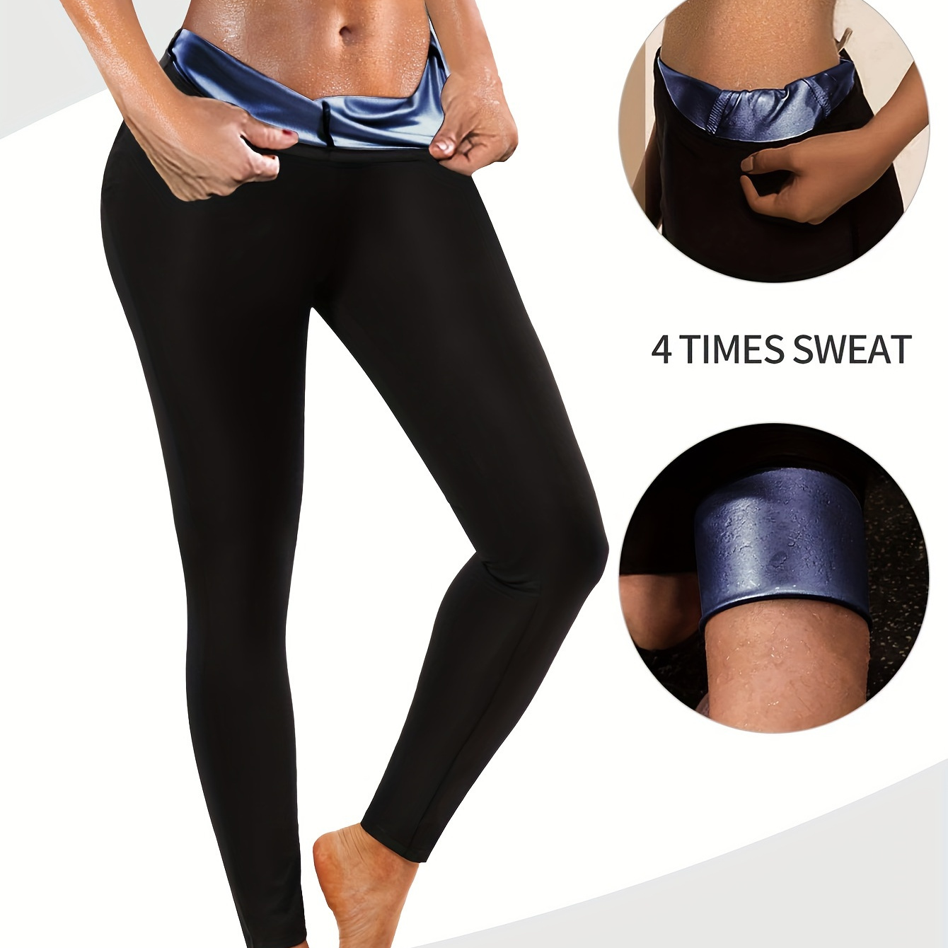 

Women's Sweat Sauna Pants, Athletic Full-season Workout Yoga Fitness Leggings, Heat Retention Increase Sweating Waist And Thigh Shaper, Water-resistant And Windproof Material For Fall & Winter