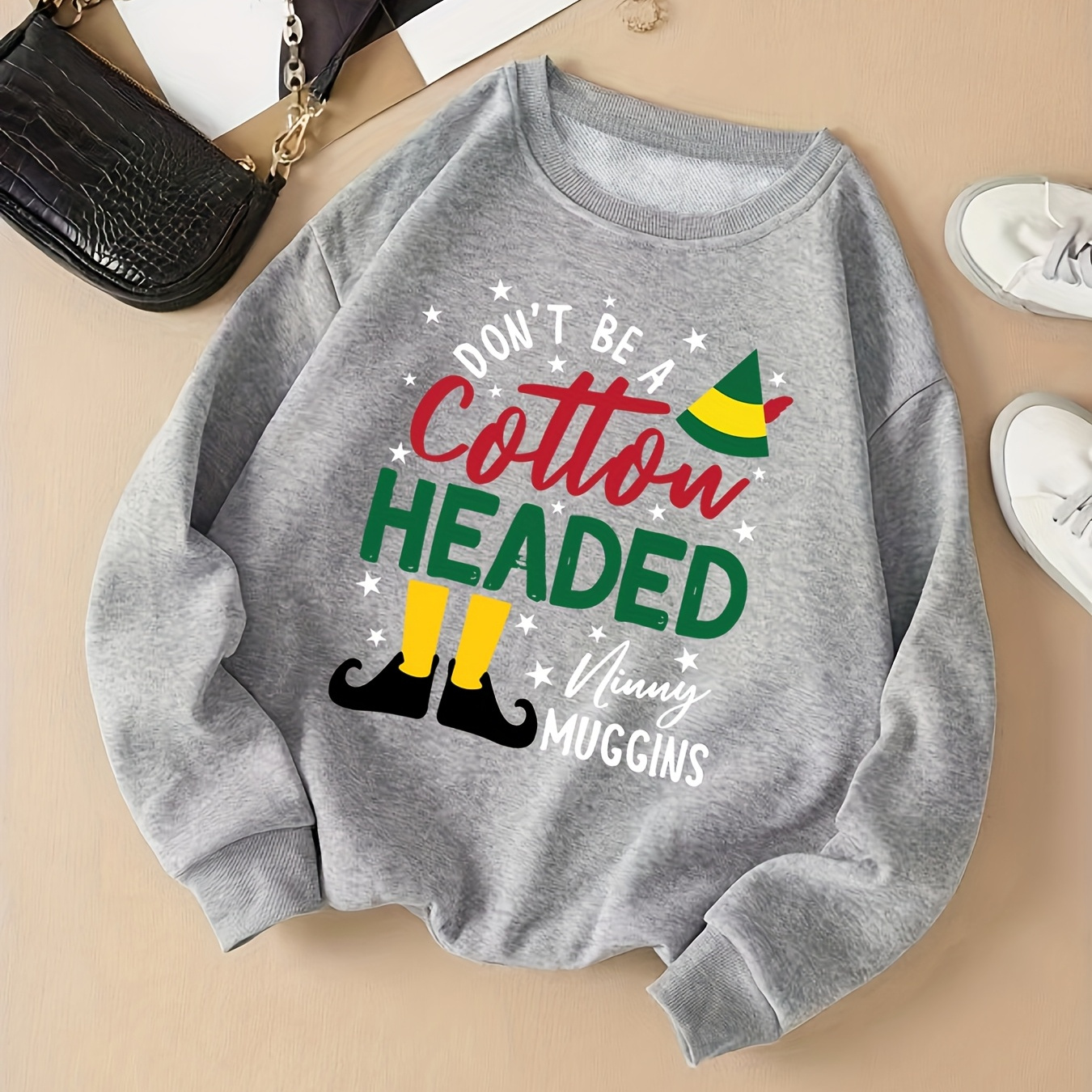 

1pc Women's Casual Crew Neck Hoodie With "don't Be A Headed " Letter Print, Knit Polyester Fabric, Drawstring Hooded Sweatshirt For All