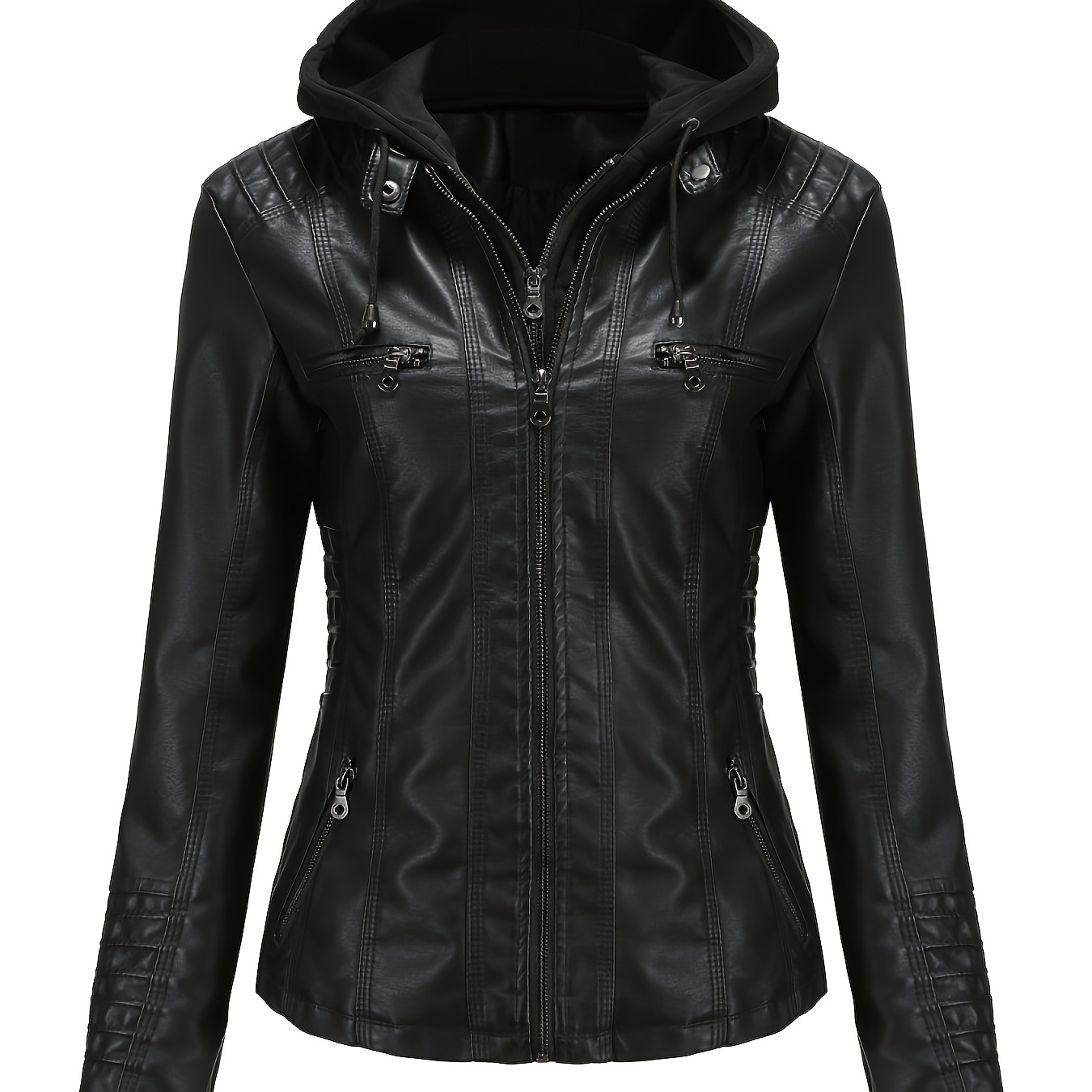 TEMU Motorcycle Jacket For Of, Featuring A Removable Hood For