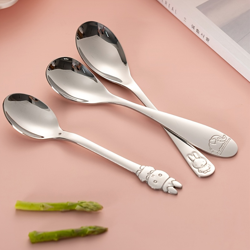 Table Spoon 4Pcs Shovel Shape Stainless Steel Spoon - Small Dessert Spoons  Delicate dessert spoon Creative Metal Tea Coffee Cake Sugar Spoon Soup  Spoons 