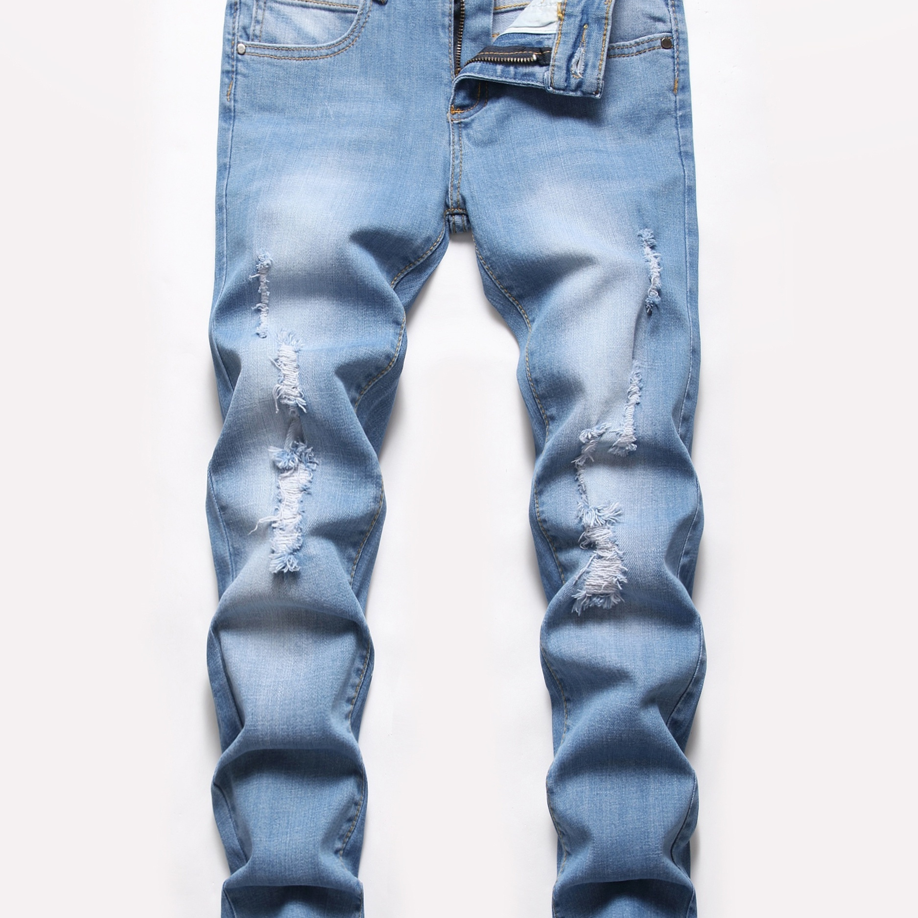 Boys Ripped Denim Jeans Long Straight Pants Casual Kids Clothes