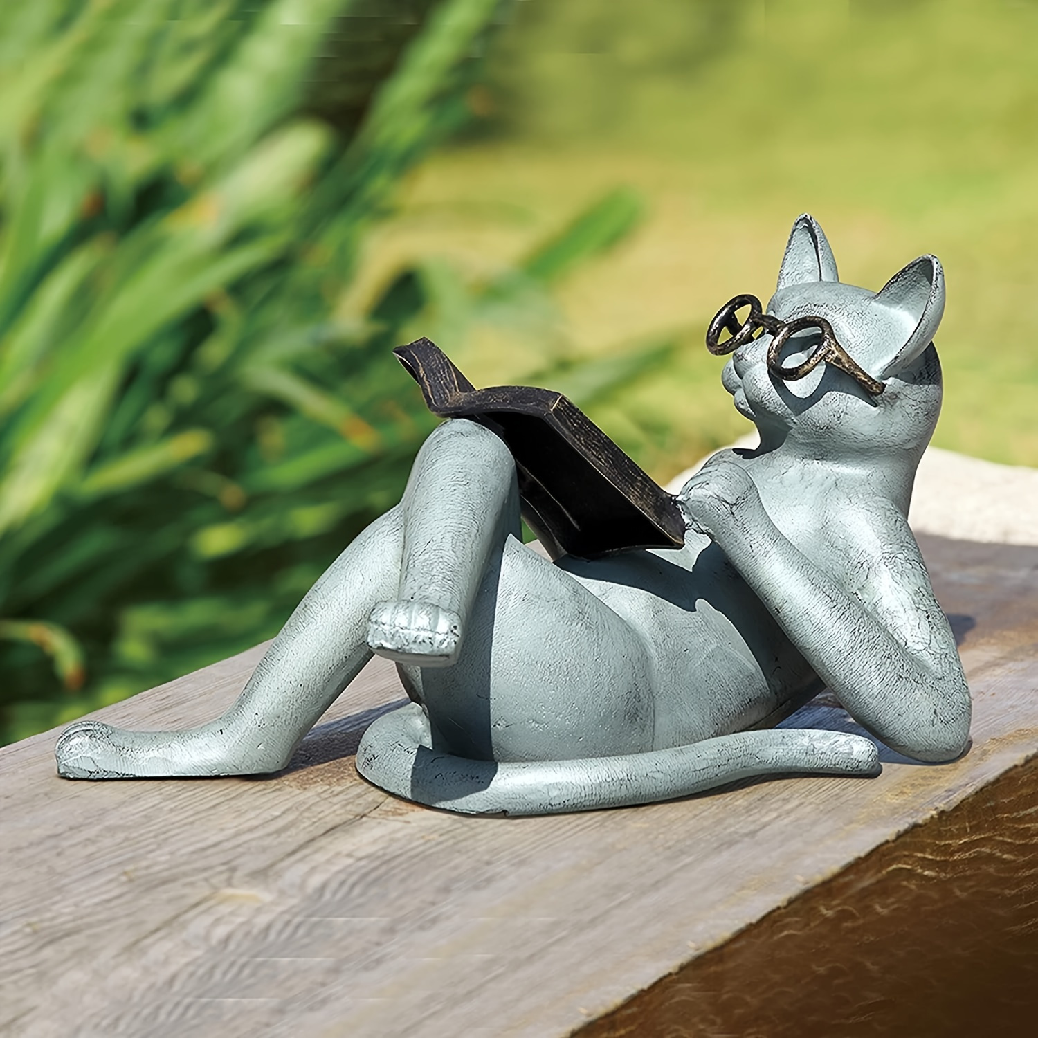 Compra online de Estatueta de estátua de gatinho de jardim, artesanato em  resina de gato mágico, decorações de animais, escultura de gato de bruxa