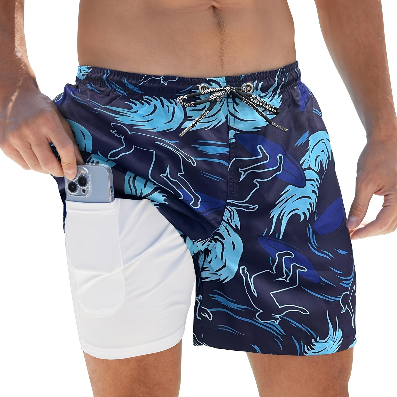 

Mens Swim Trunks Quick Dry Board Shorts With Lining, Men's Swimming Trunks Bathing Suits For Beach And Pool