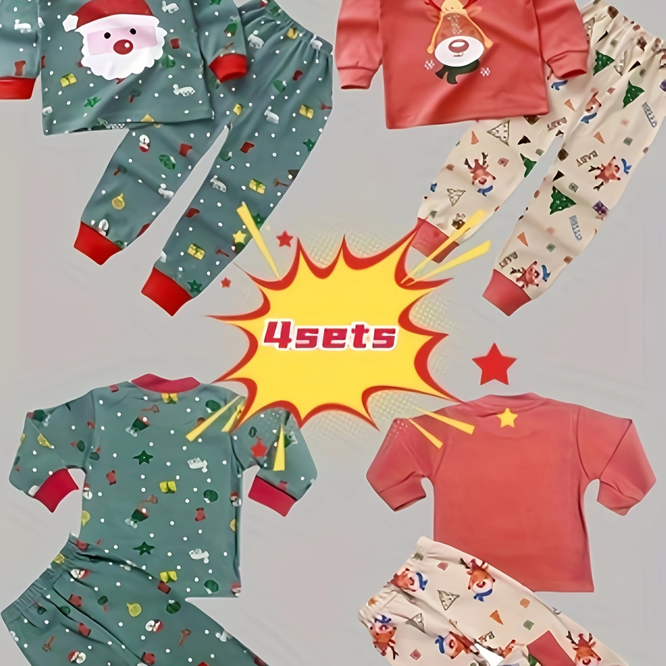 

2 Of 4 And Christmas New Long Sleeve Trouser Set Printed Pattern Printed And Christmas For Children