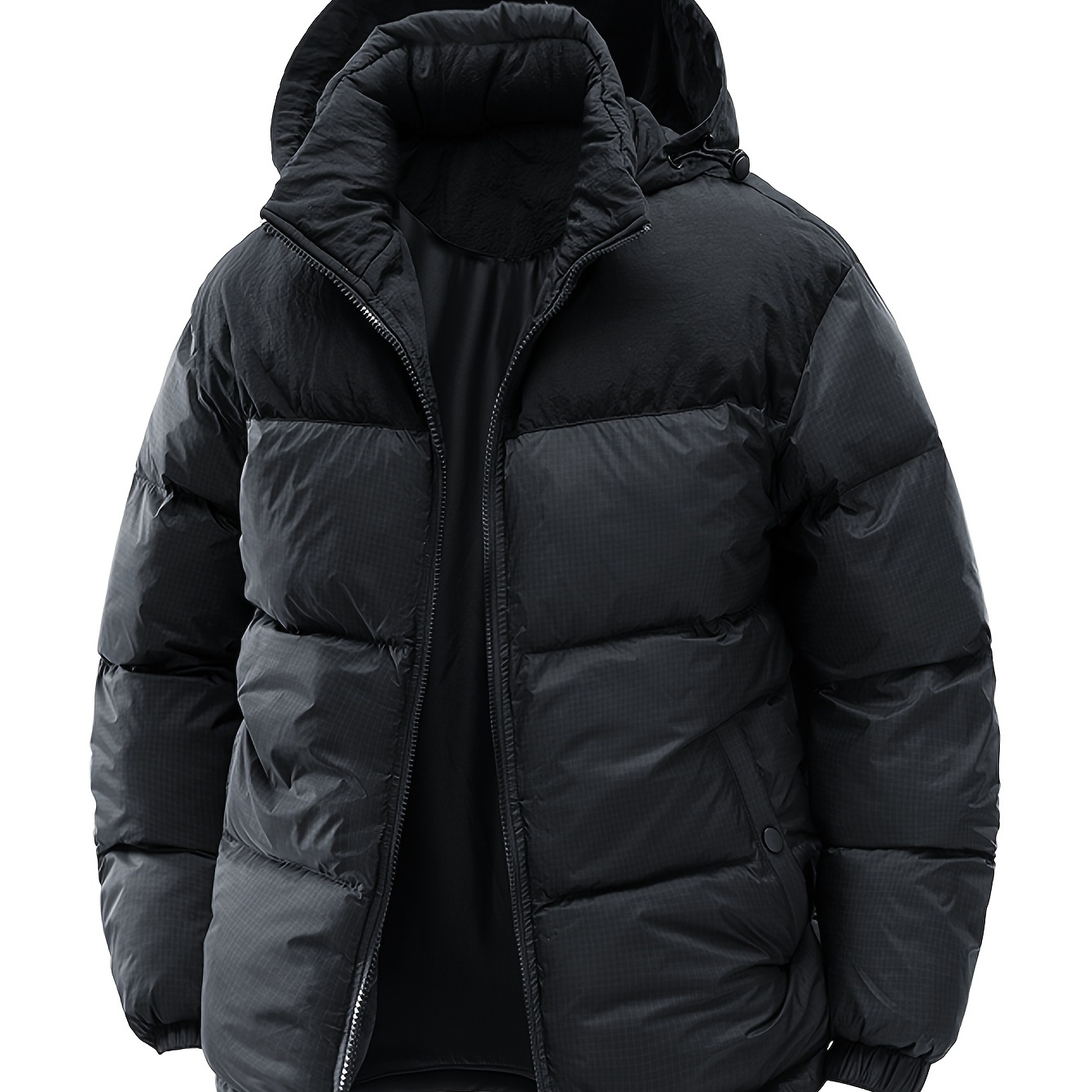 

Men's Winter Parka With Hood - , Warm Ski Jacket With Zipper Pockets & Collar Detail