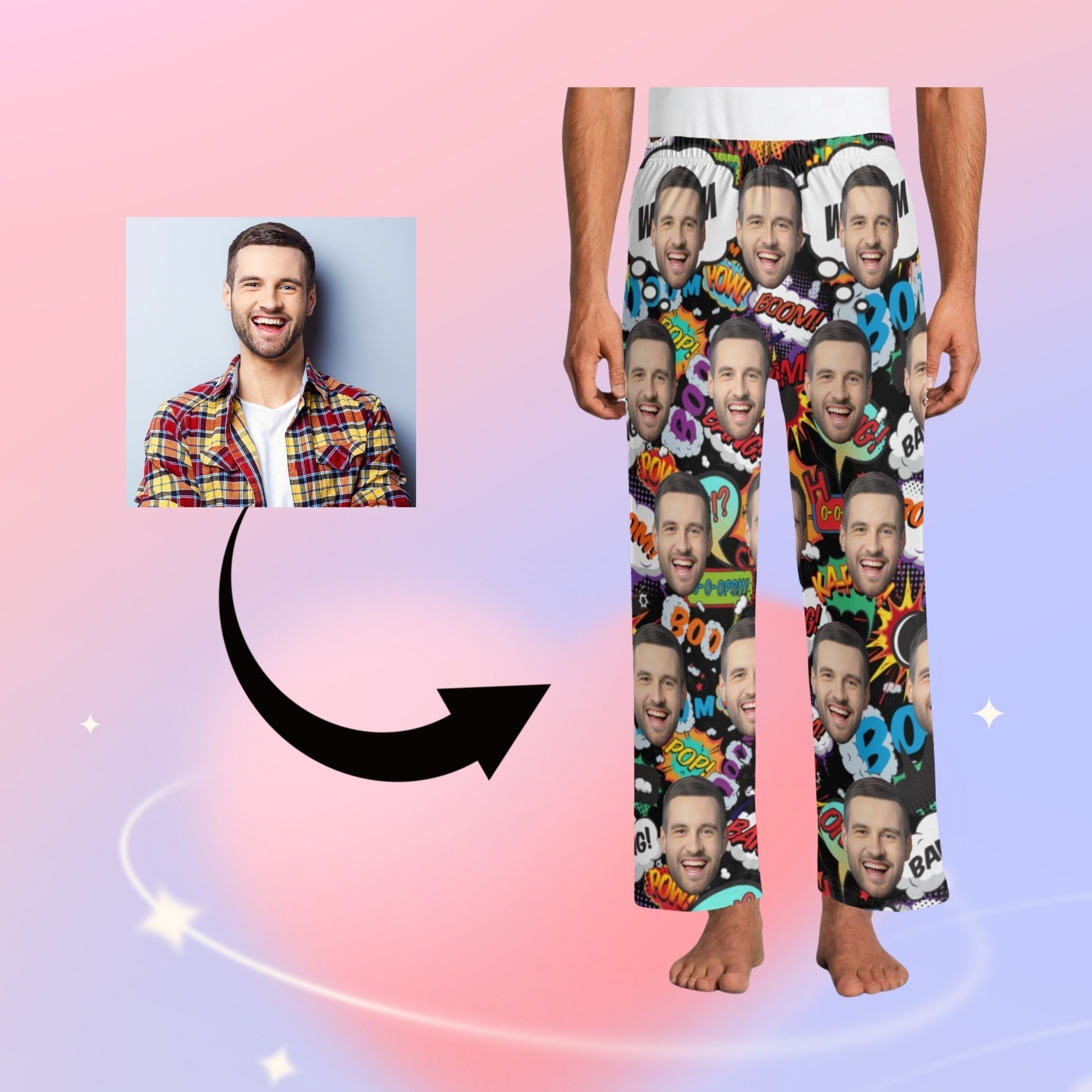 

Custom Photo Men' Pants - Personalized Print, Comfy Polyester , Stretch Fabric With Pockets, Machine Washable