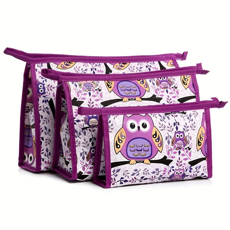 

3pcs Purple Owl Makeup Bags, Beautiful And Multifunctional Waterproof Makeup Cases Or Cosmetic Bags Or Travel Toiletry Pouch Or Storage Bags Or Purse For Women (3, Purple Owl)