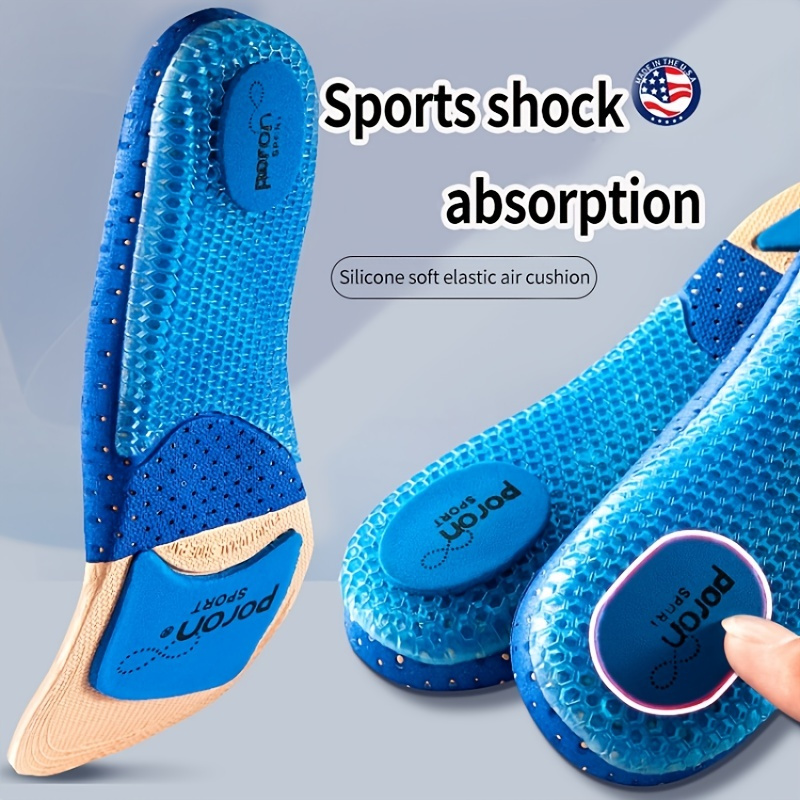 

1pair Silicone Soft Cushion Sport Insoles, Shock Absorption Breathable Running Shoe Sole Pads