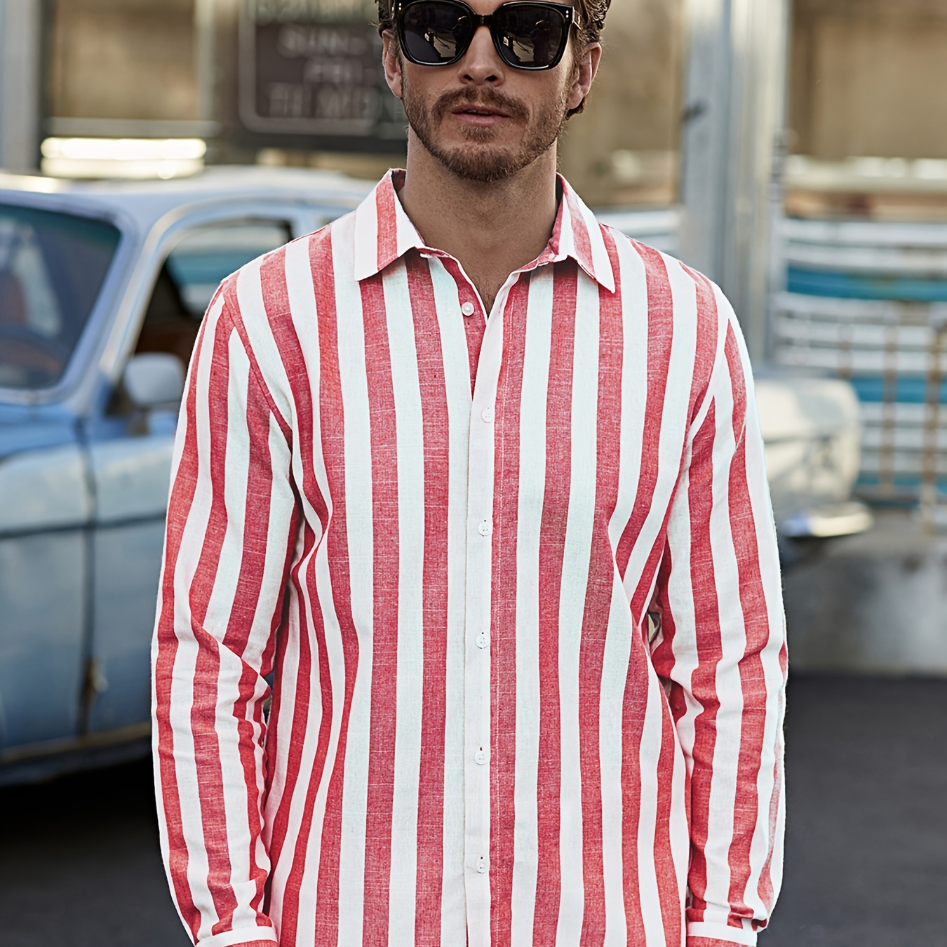 Striped Men's Casual Long Sleeve Button Shirt Spring Fall - Temu France
