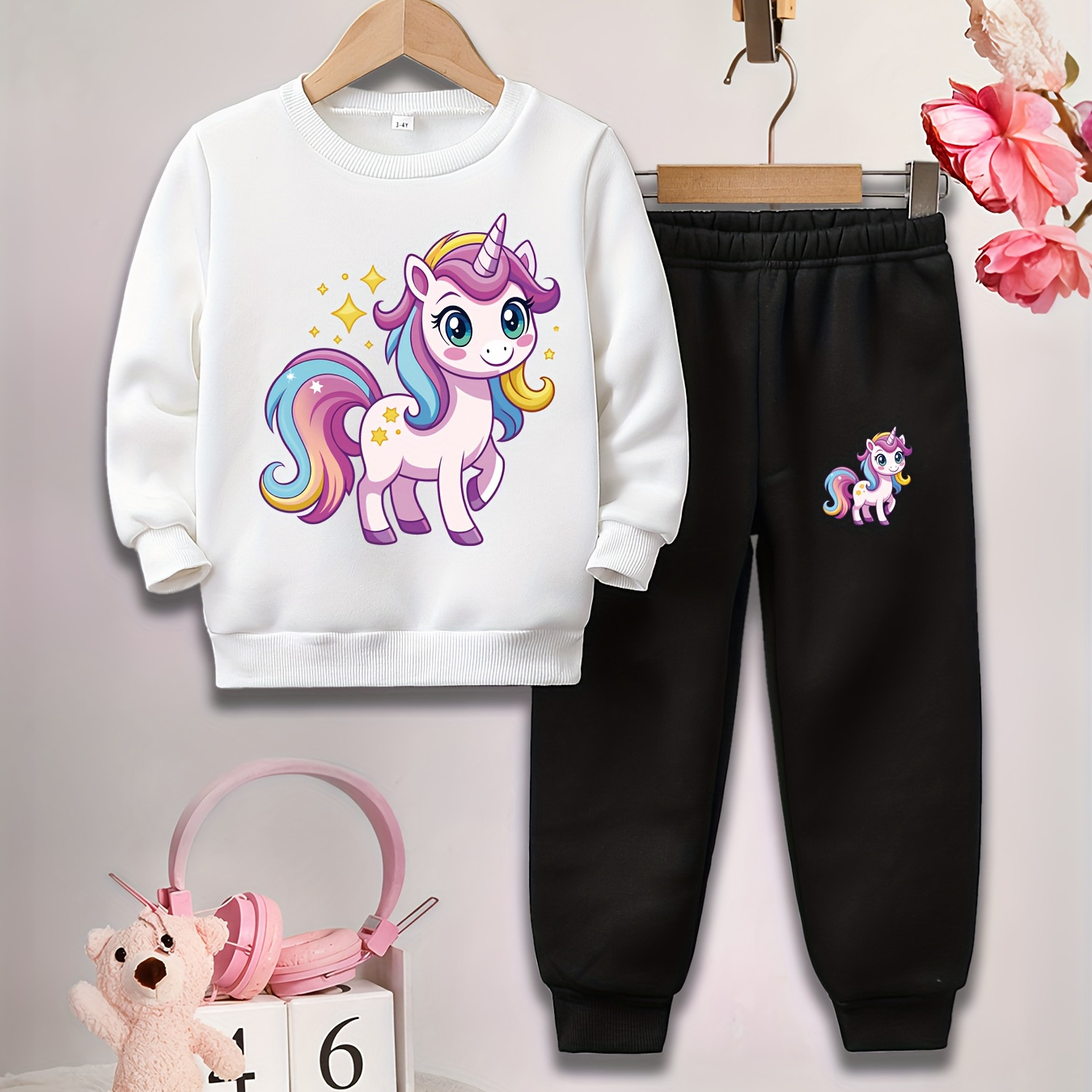 

Kids' Casual Crew Neck Sweatshirt & Joggers Set - Cozy Polyester Long Sleeve Top And Pants With Rib-knit For Girls, Stretch - Spring/fall - Royal , For Outdoor