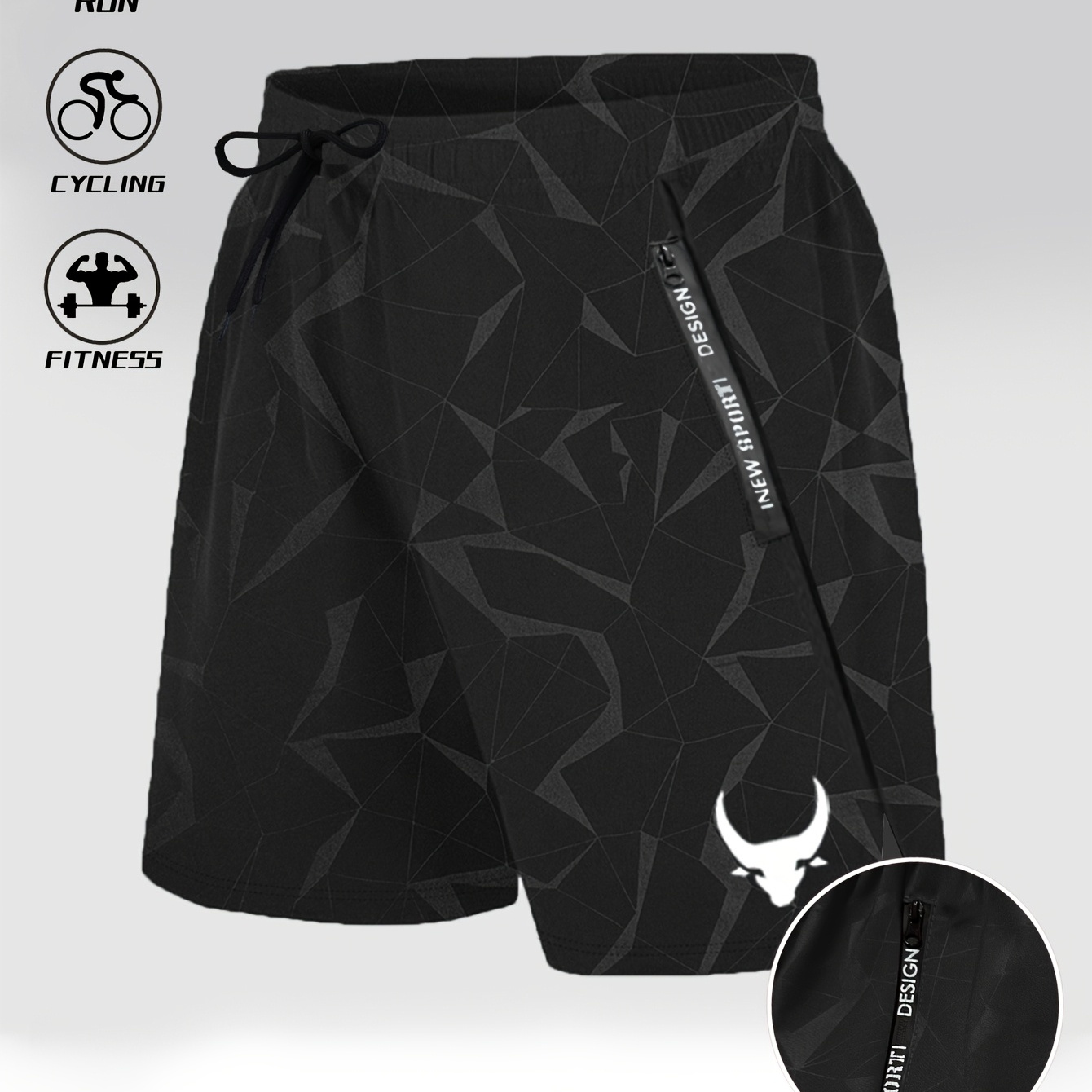 

Shorts Athlétiques d'Été pour Hommes - Imprimé, Polyester Séchage Rapide, Coupe Décontractée avec Poches Zippées & Taille à Cordon - Parfaits pour le Tennis & la Gym, Shorts d'Entraînement