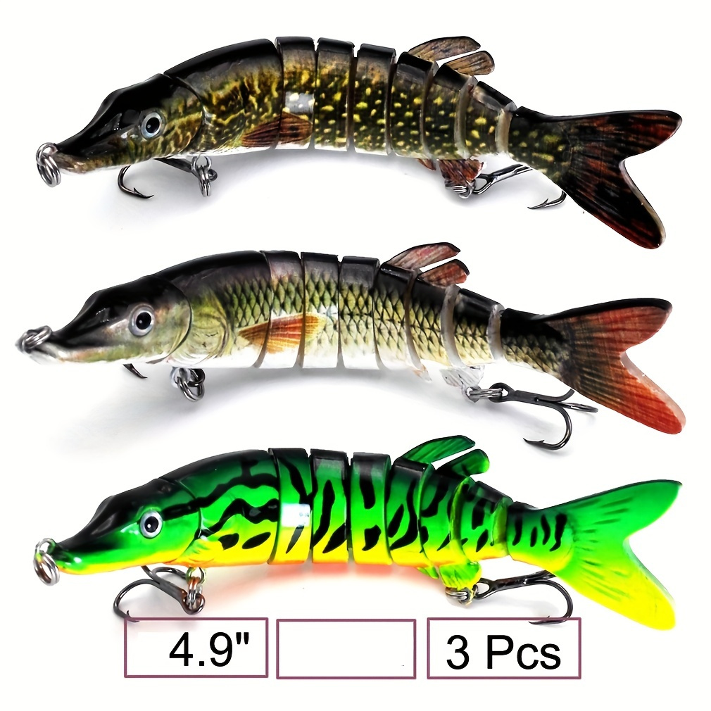 3pcs Bionic Multi-Section Swimbait for Bass and Trout Fishing - Plastic  Hard Bait for Freshwater and Saltwater Fishing - Lifelike Swimming Action  and