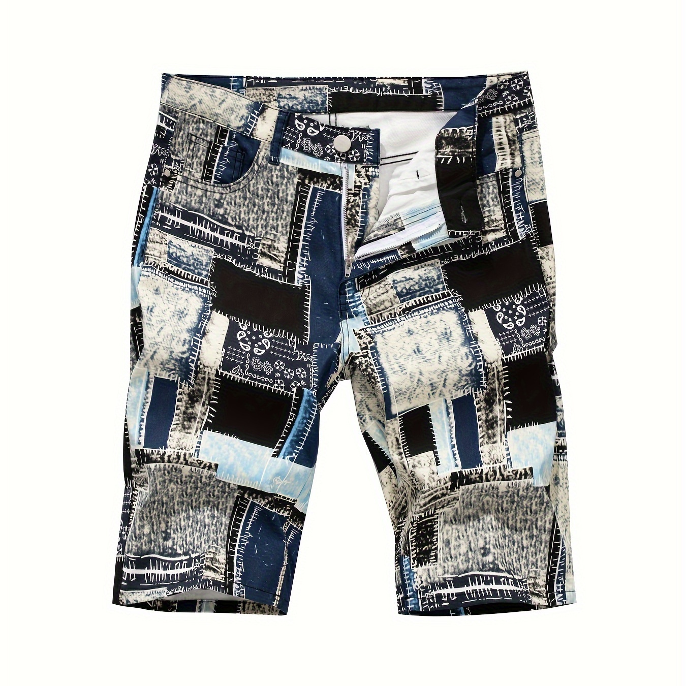 

Men's Chic Distressed Jorts, Chic Street Style Regular Fit Summer Bottoms For Outdoor Casual Daily Wear