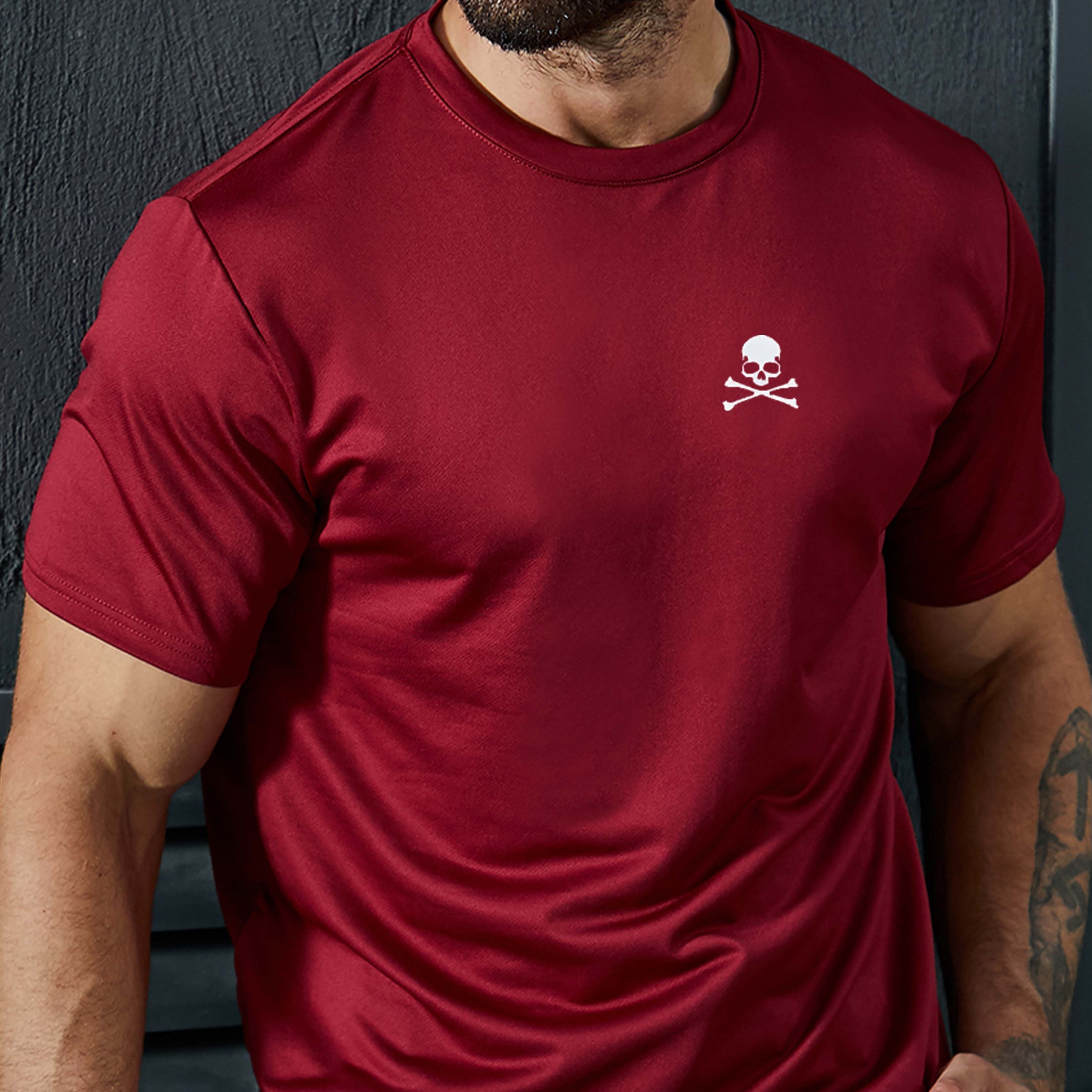 

Skull And Graphic Print, Men's Comfy T-shirt, Casual Fit Tee, Cool Clothing For Men For Summer For Daily Activities