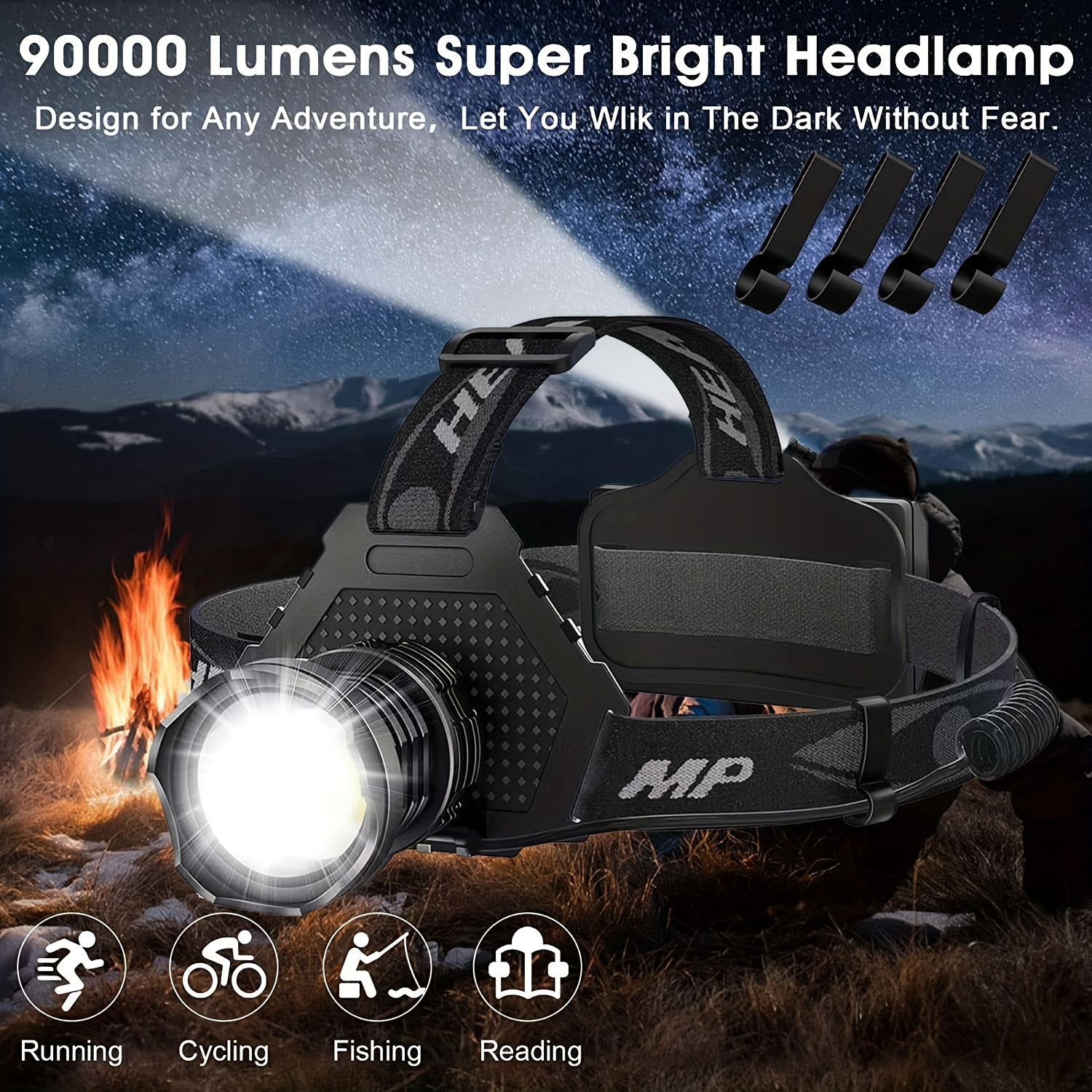 Ultrabright Led Head Lamp: 9000 High Lumen, Modes, Usb Rechargeable,  Waterproof, Perfect For Camping, Hunting, Running, Cycling  Outdoor  Activities! Temu