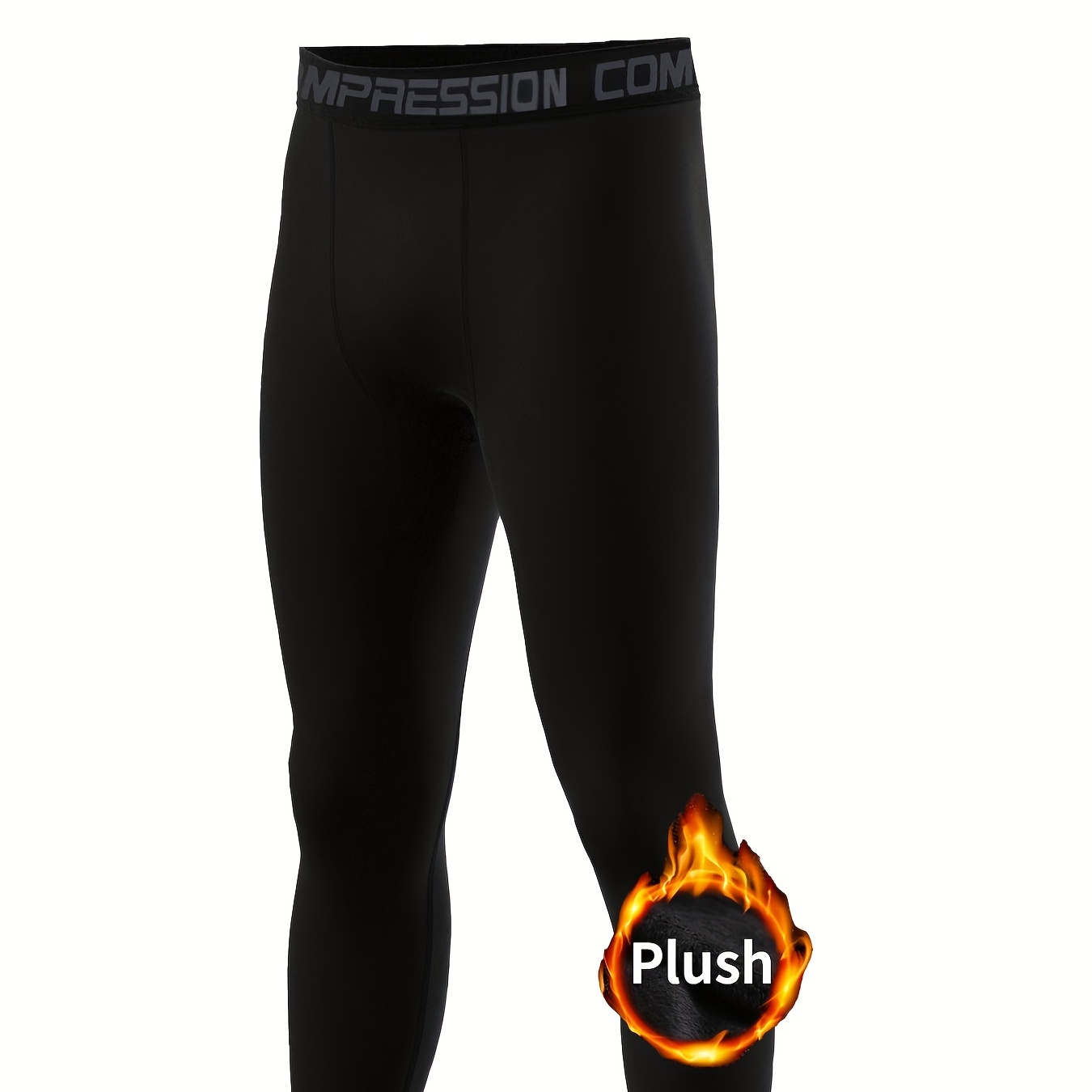 

Men's High-stretch Thermal Leggings With Fleece Lining - Slim Pants For Training & Sports, Machine Washable - Fall/winter