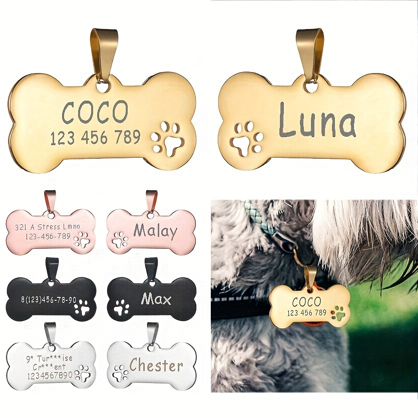 

Personalized Bone-shaped Dog/cat Id Tag - Custom Engraved With Your Pet's Name!