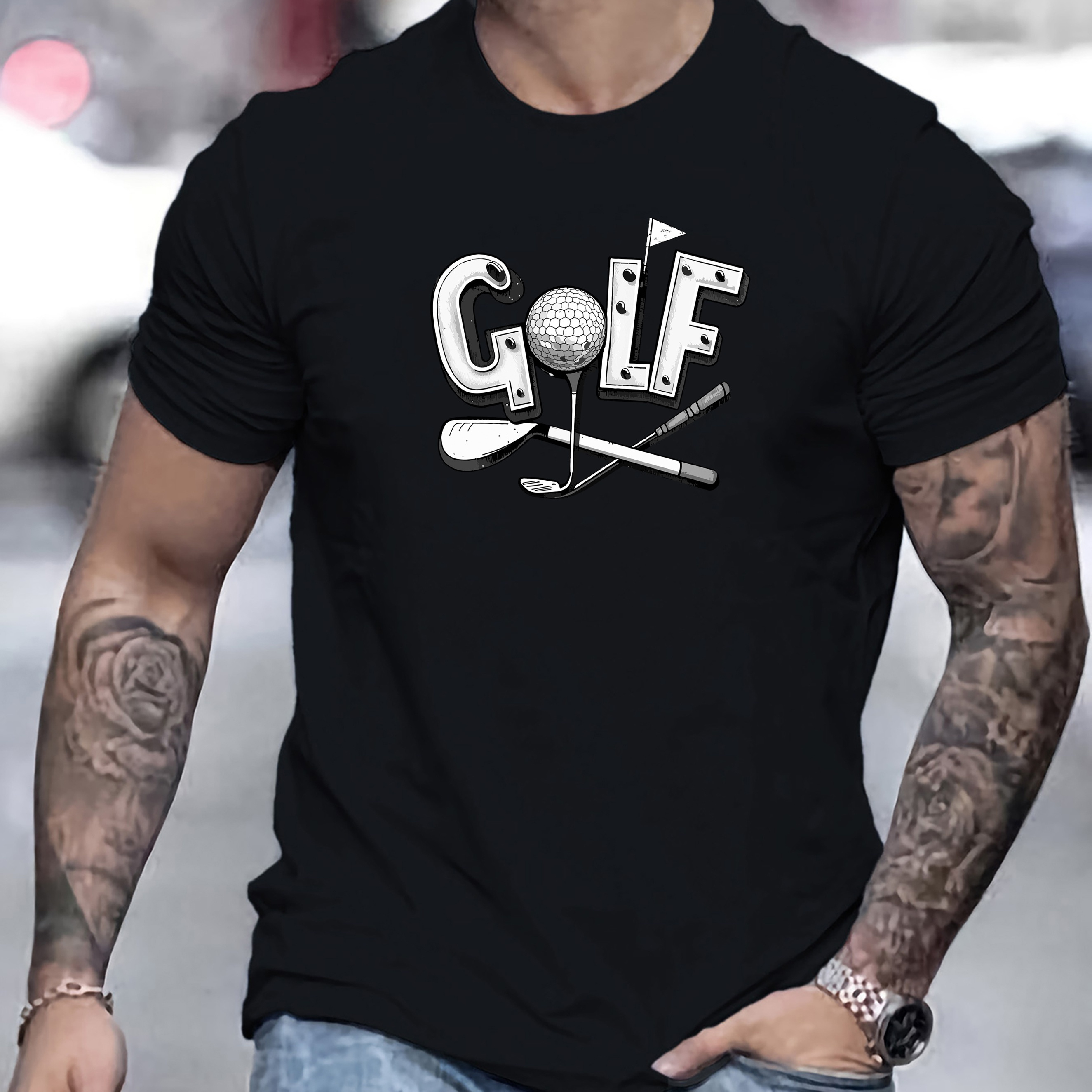 

Golf Print T Shirt, Tees For Men, Casual Short Sleeve T-shirt For Summer