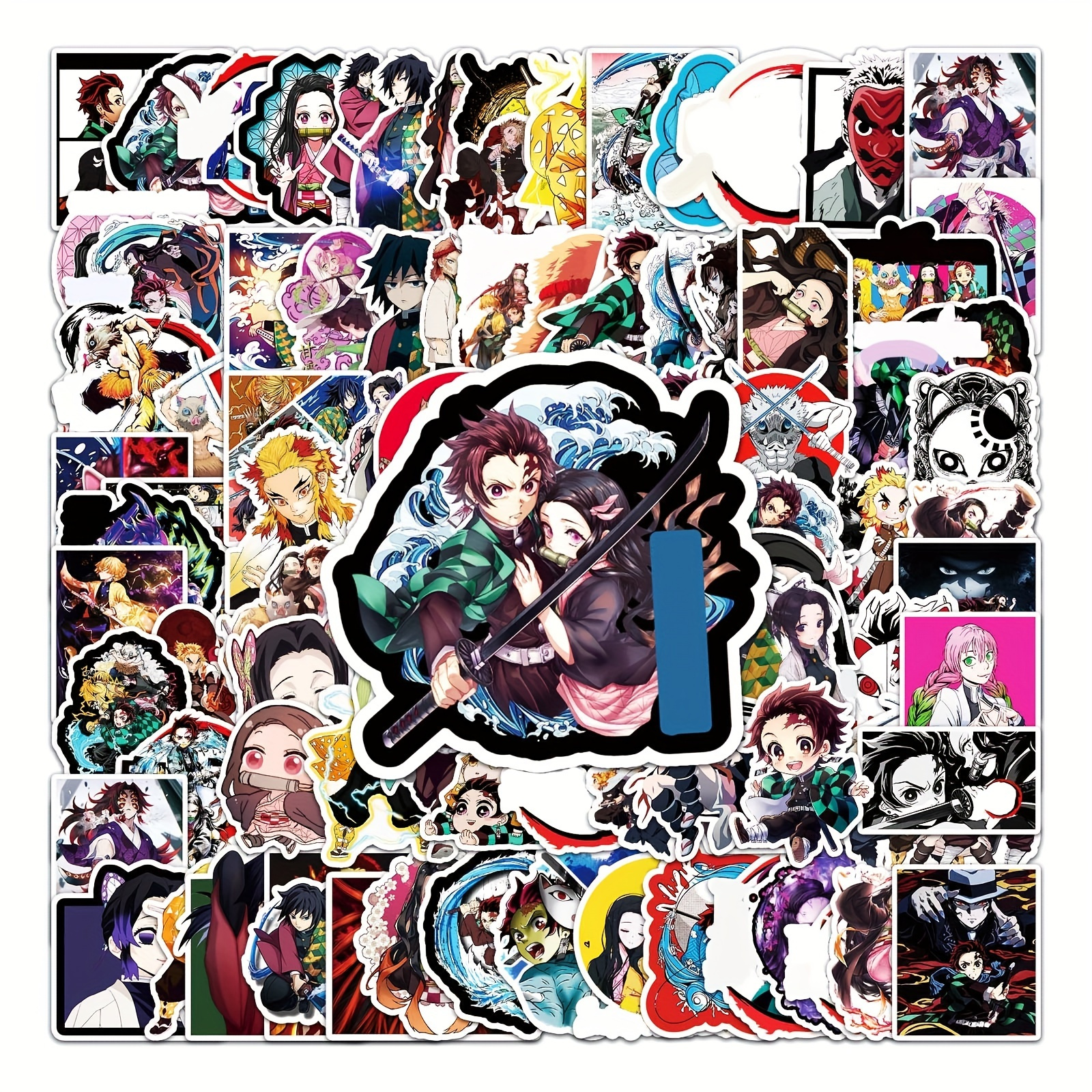 100pcs Demon Slayer Jump Comics Anime Phone Laptop Wall Decal Peeker Sticker